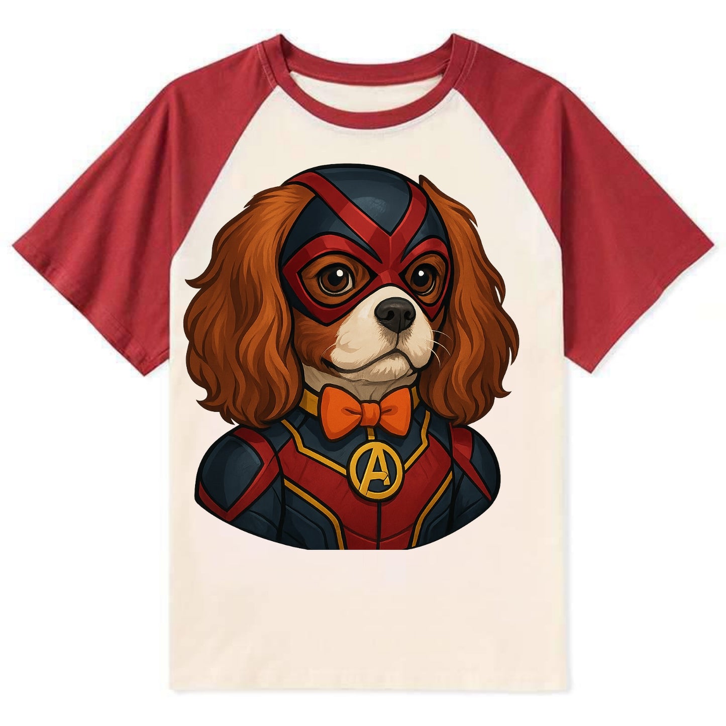 Cavalier King Charles Friendly Hero - C Contrast Raglan T-shirt - Red