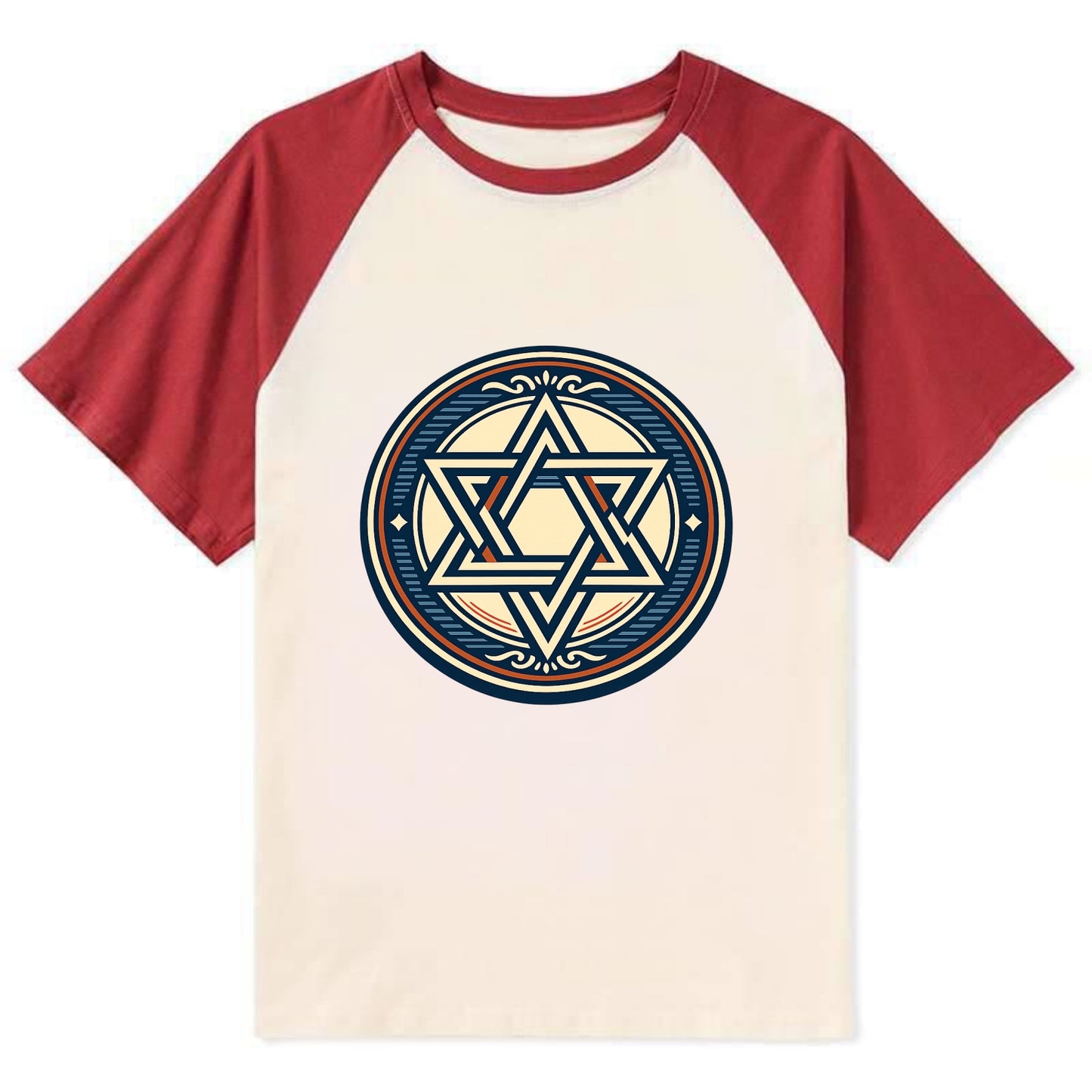 Celestial Unity Emblem - Contrast Raglan T-shirt - Red