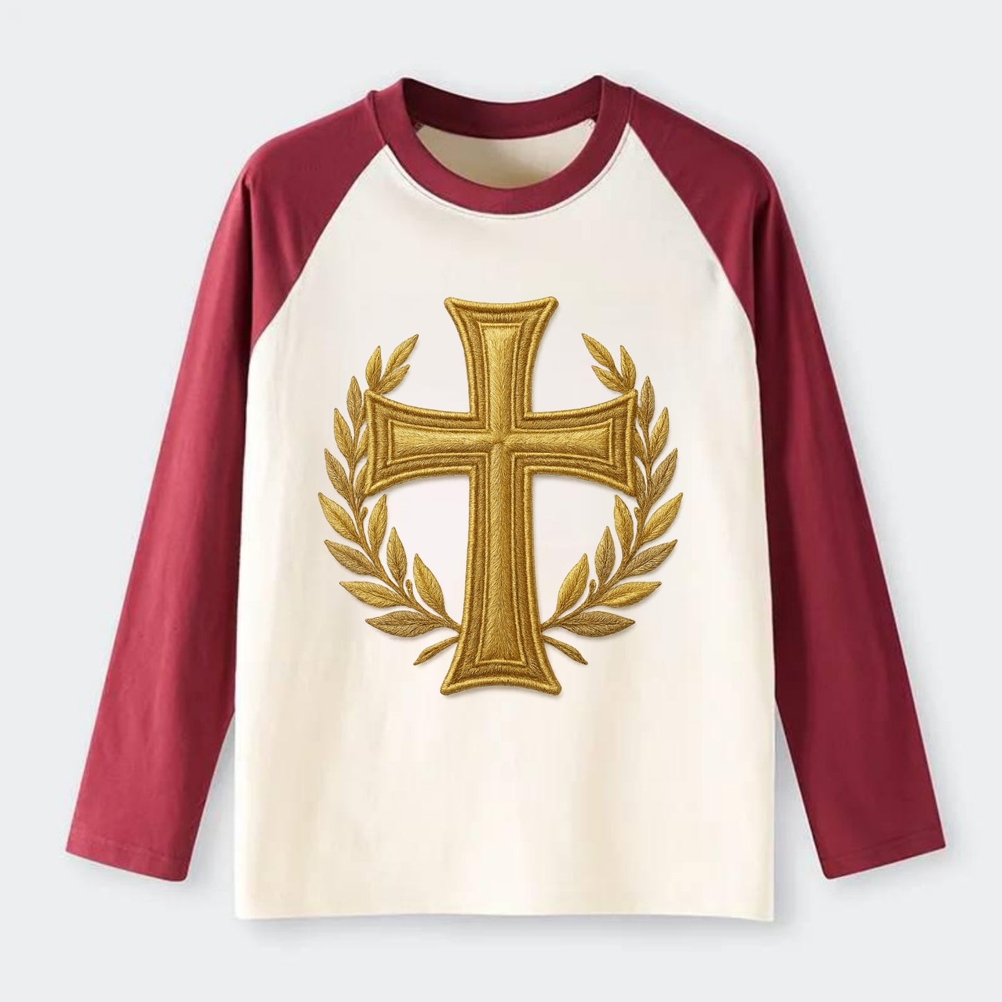 Victory Cross - Raglan Long Sleeve T-Shirt - Red