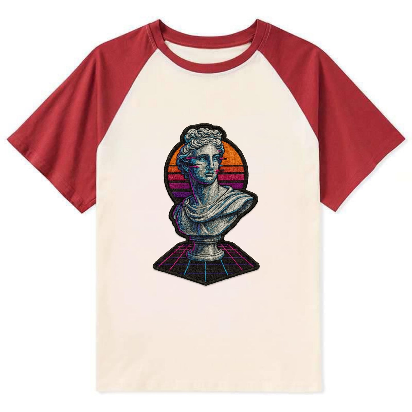 Greek Statue - Contrast Raglan T-shirt - Red