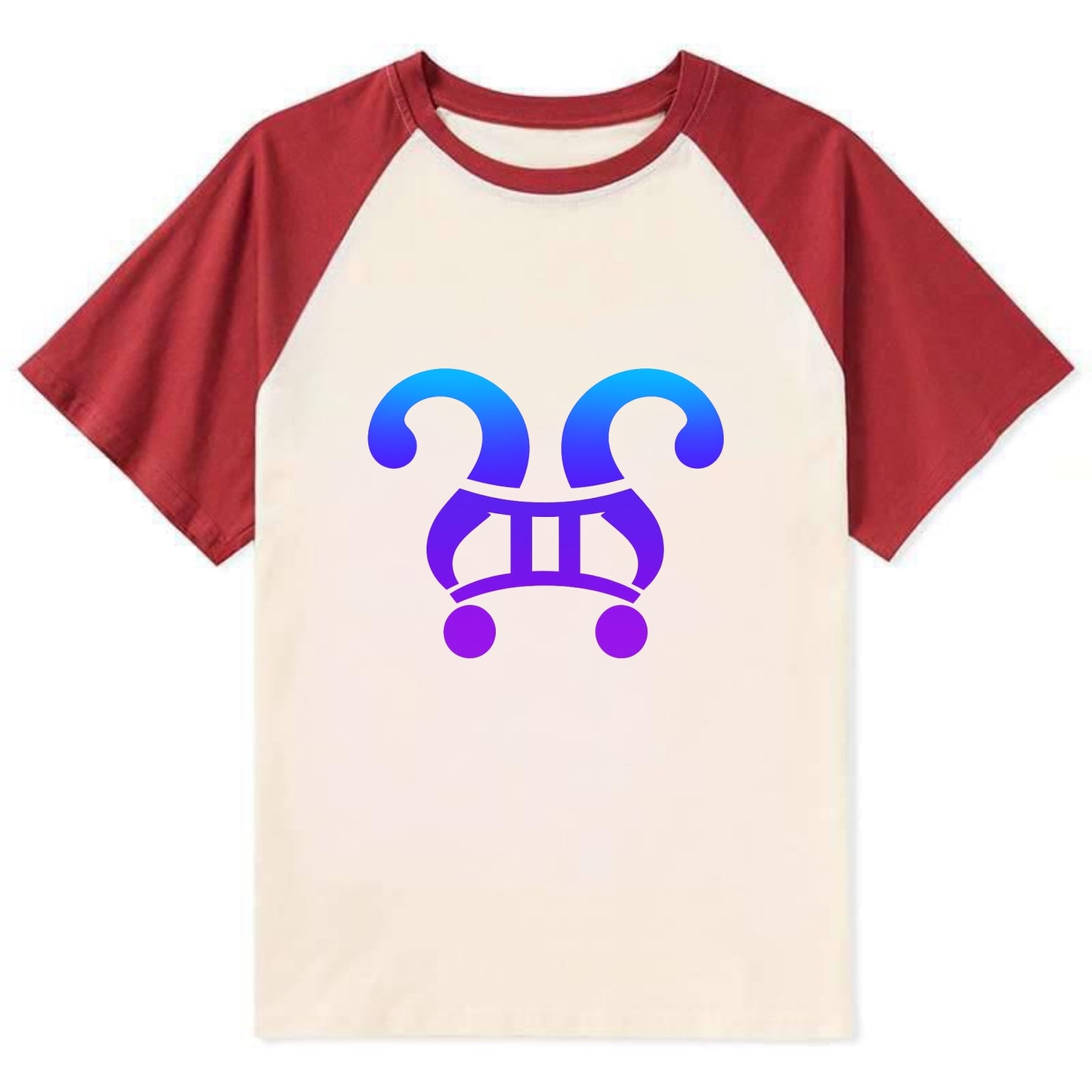 CURIOUS TWINS | Twin question marks | Endless curiosity | Seeking answers - Contrast Raglan T-shirt - Red