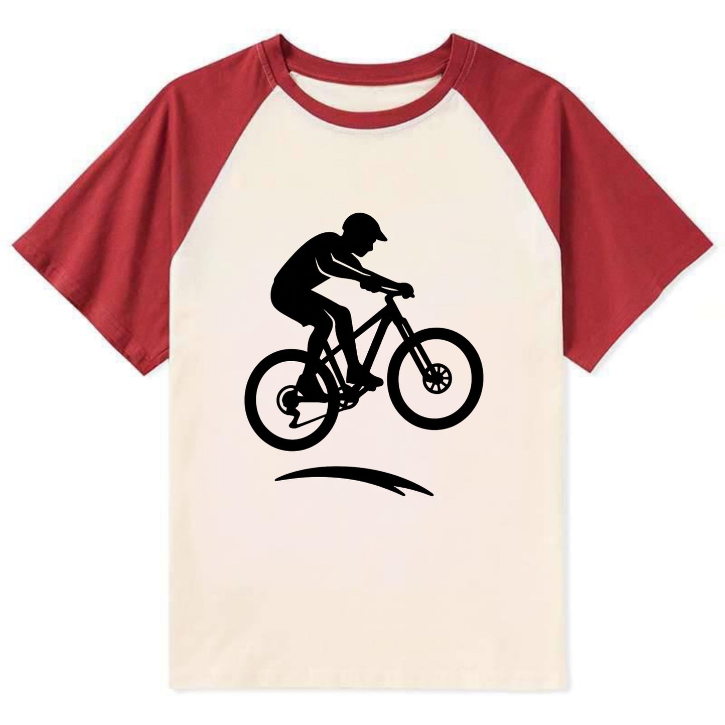 Mountain biker catching air - Contrast Raglan T-shirt - Red