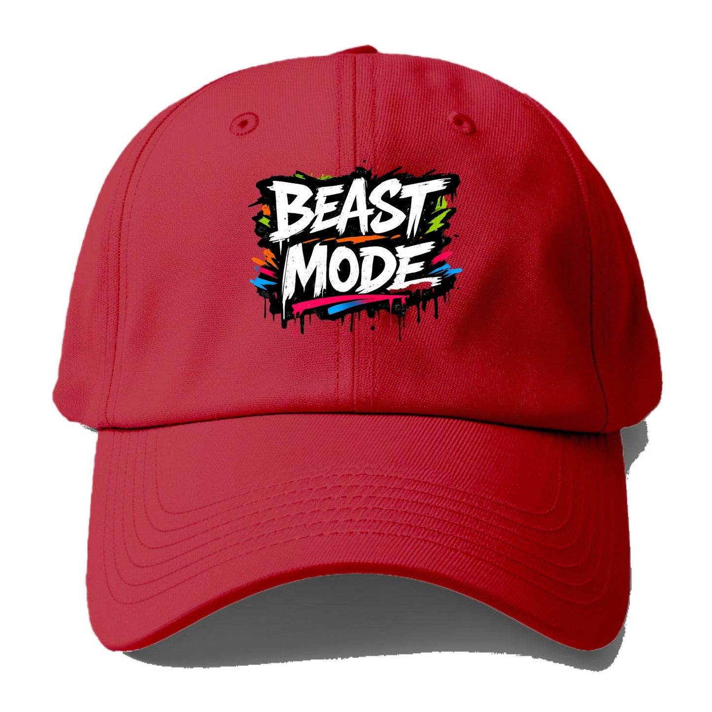 Bold typography design - "BEAST MODE" - intense workout, maximum effort - Baseball Cap - Red