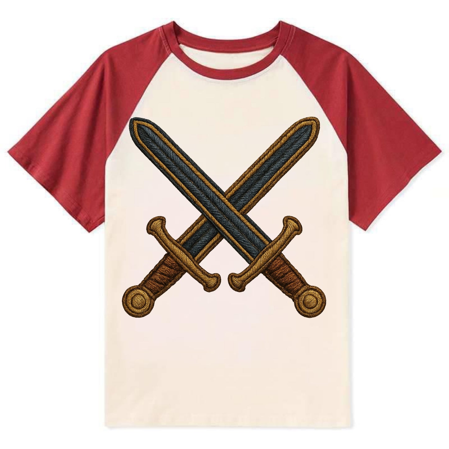 Crossed Swords - Contrast Raglan T-shirt - Red