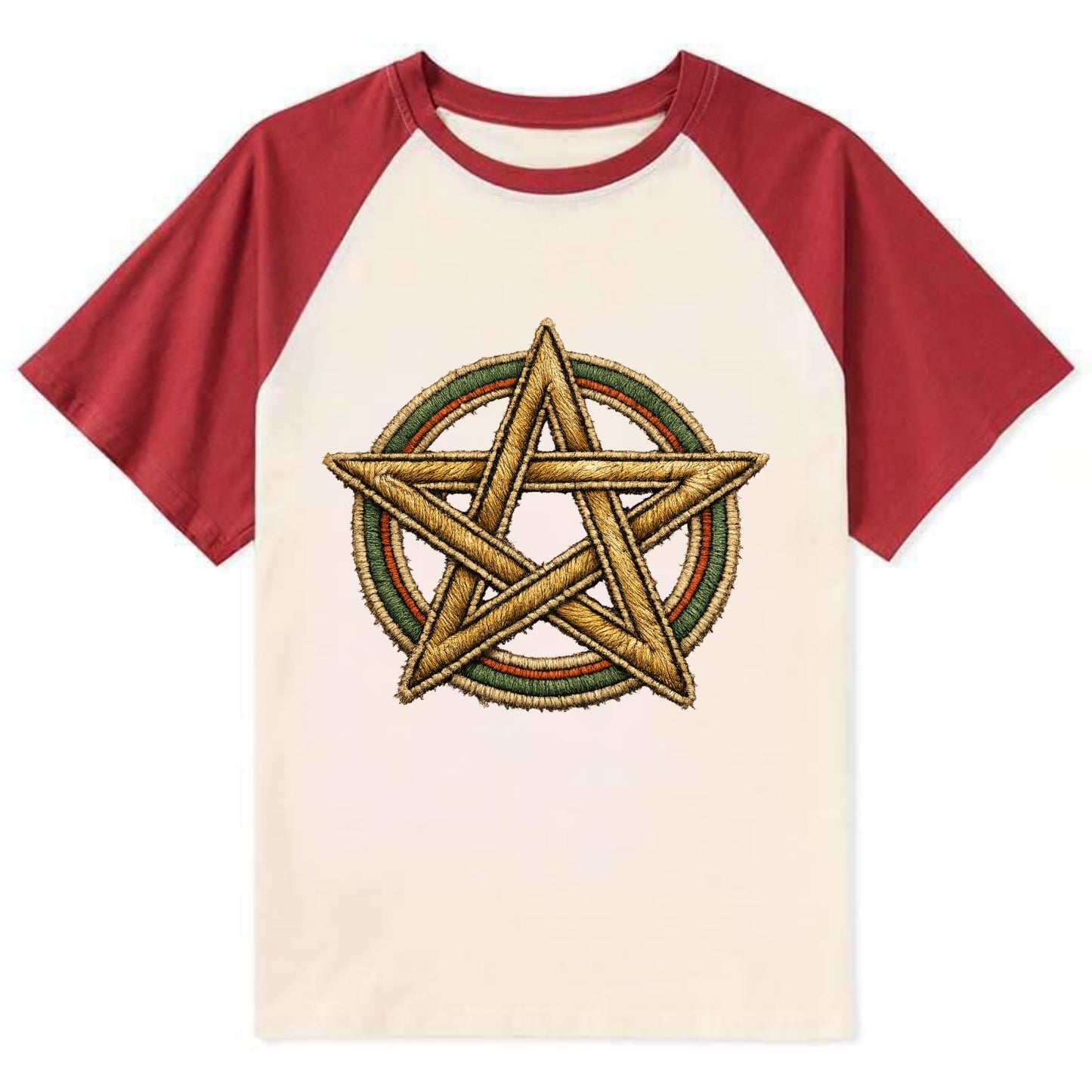 Pentacle Knot - Contrast Raglan T-shirt - Red