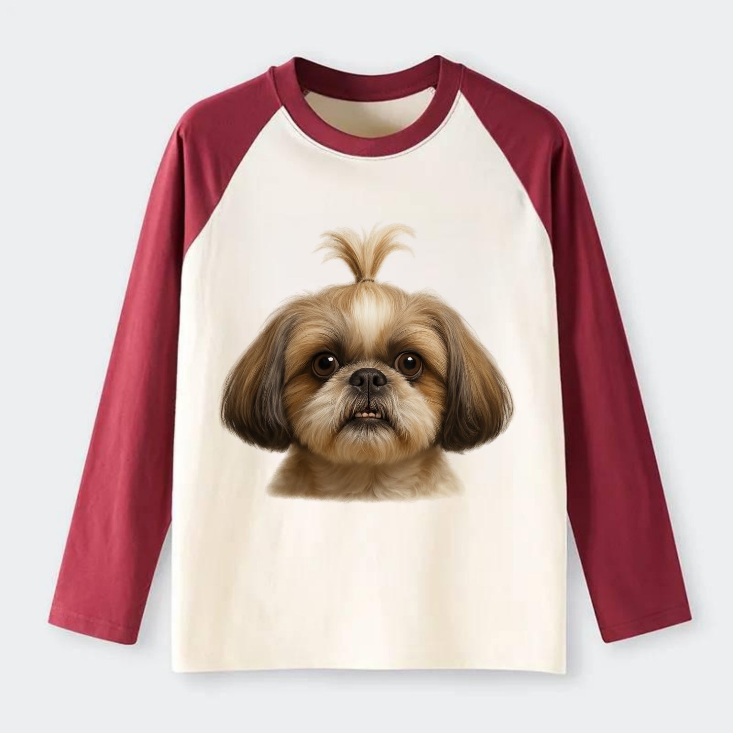 Shih Tzu - Raglan Long Sleeve T-Shirt - Red