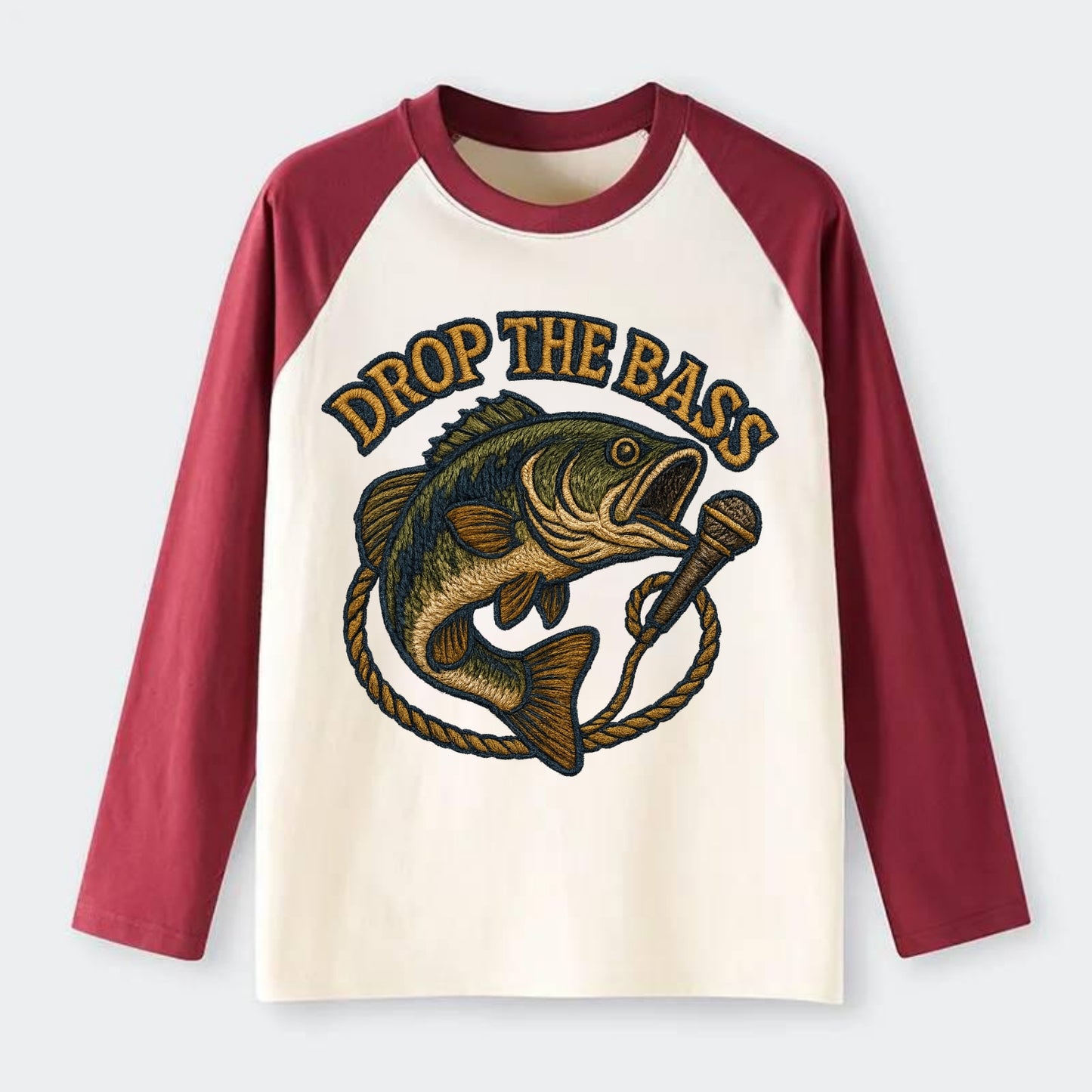 Drop The Bass - Raglan Long Sleeve T-Shirt - Red
