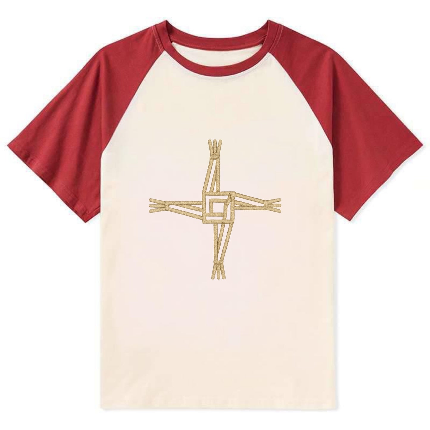Saint Brigid's Cross - Contrast Raglan T-shirt - Red