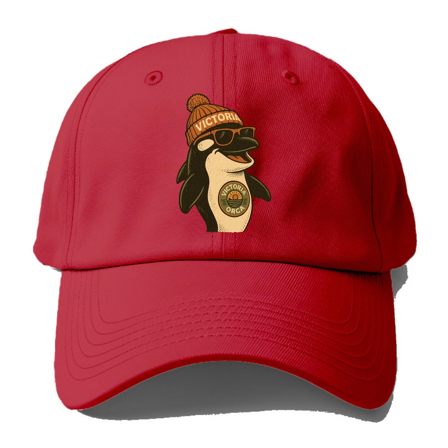 Victoria Orca wearing Victoria beanie wi - Baseball Cap - Red