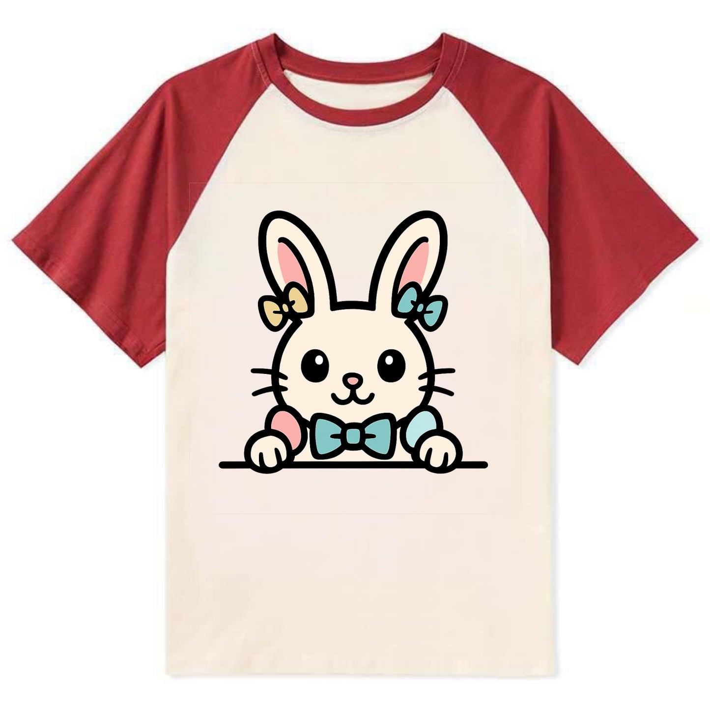Easter Bunny - Contrast Raglan T-shirt - Red