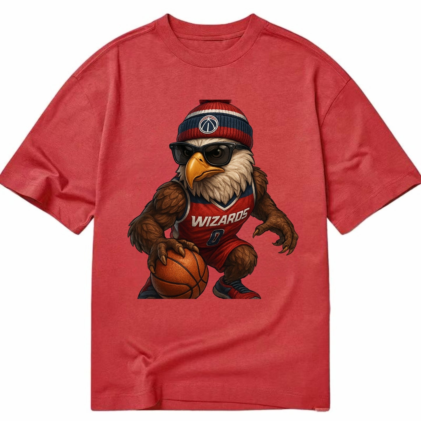 DC Eagle wearing Wizards red white and blue beanie with monument patch and - Classic T-shirt - Red