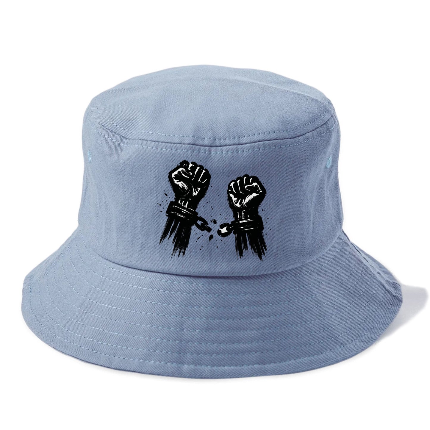 Two raised fists breaking chains - liberation and freedom ink painting - Bucket Hat - Summer Sky(Blue)