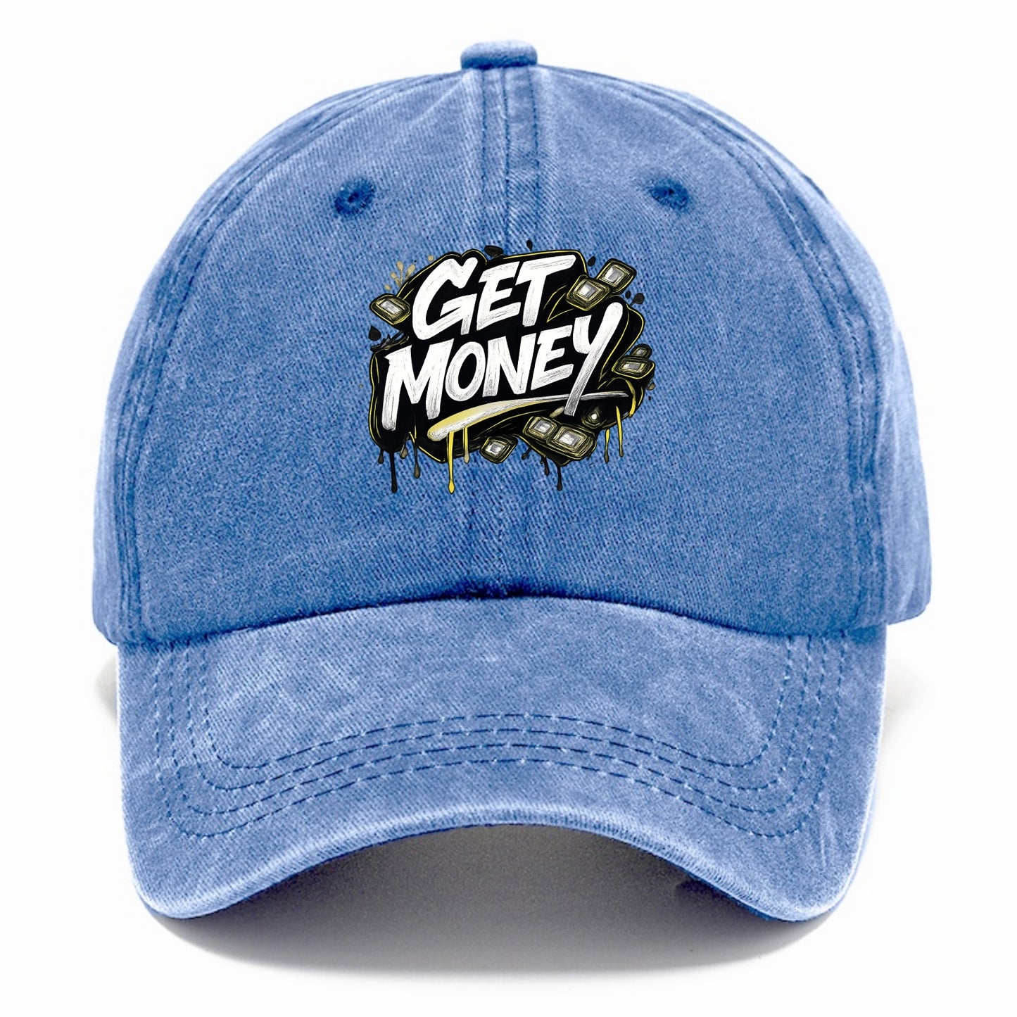 Bold typography design - "GET MONEY" - pursuit of wealth, earning - Classic Cap - Summer Sky(Blue)