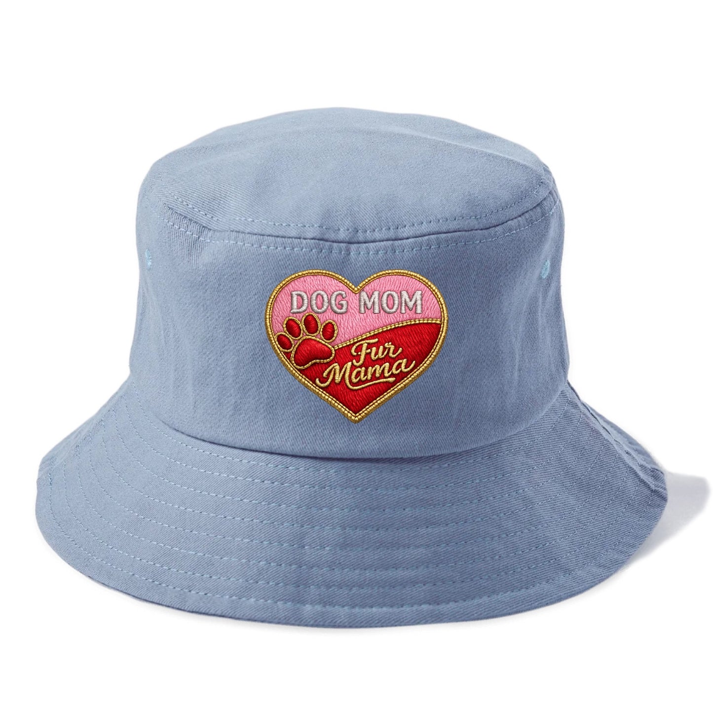 DOG MOM HEART - heart with paw print in pink and red , fur mama - Bucket Hat - Summer Sky(Blue)