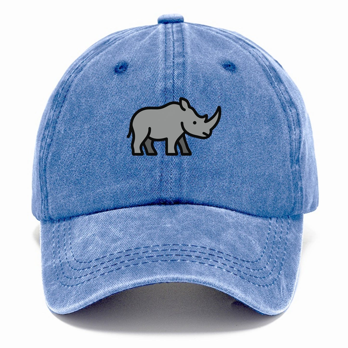 Rhinoceros - Gray with horn flat side profile - Classic Cap - Summer Sky(Blue)