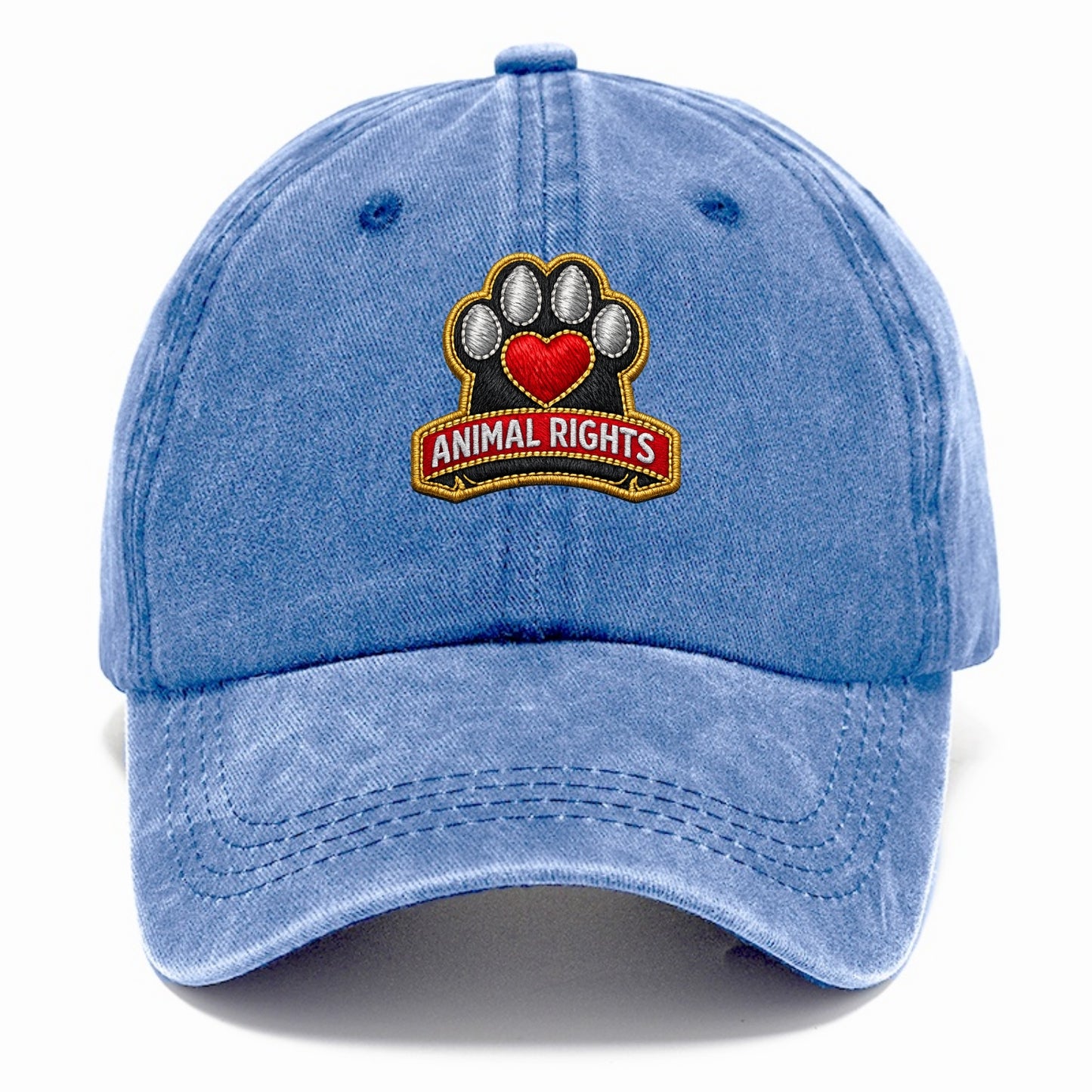 ANIMAL RIGHTS - raised paw with heart in red , advocacy - Classic Cap - Summer Sky(Blue)