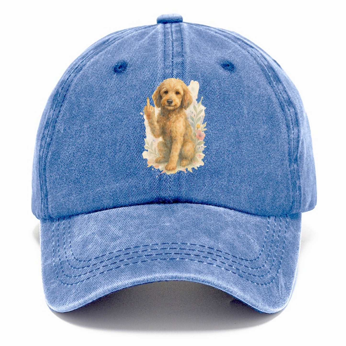 Labradoodle hypoallergenic with wavy coat, intelligent eyes, paw raised - Classic Cap - Summer Sky(Blue)