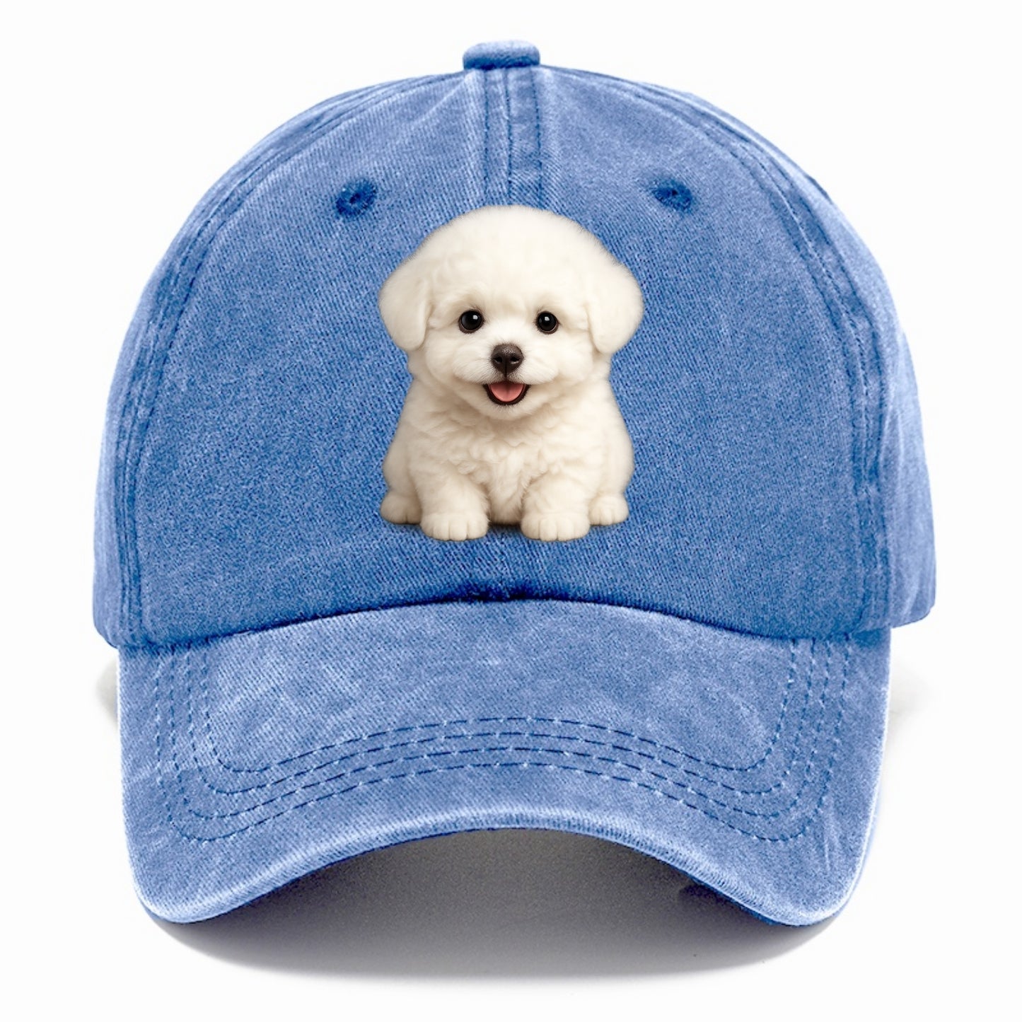 Baby Bichon Frise Puppy - white puffy cloud, dark eyes, happy expression, - Classic Cap - Summer Sky(Blue)