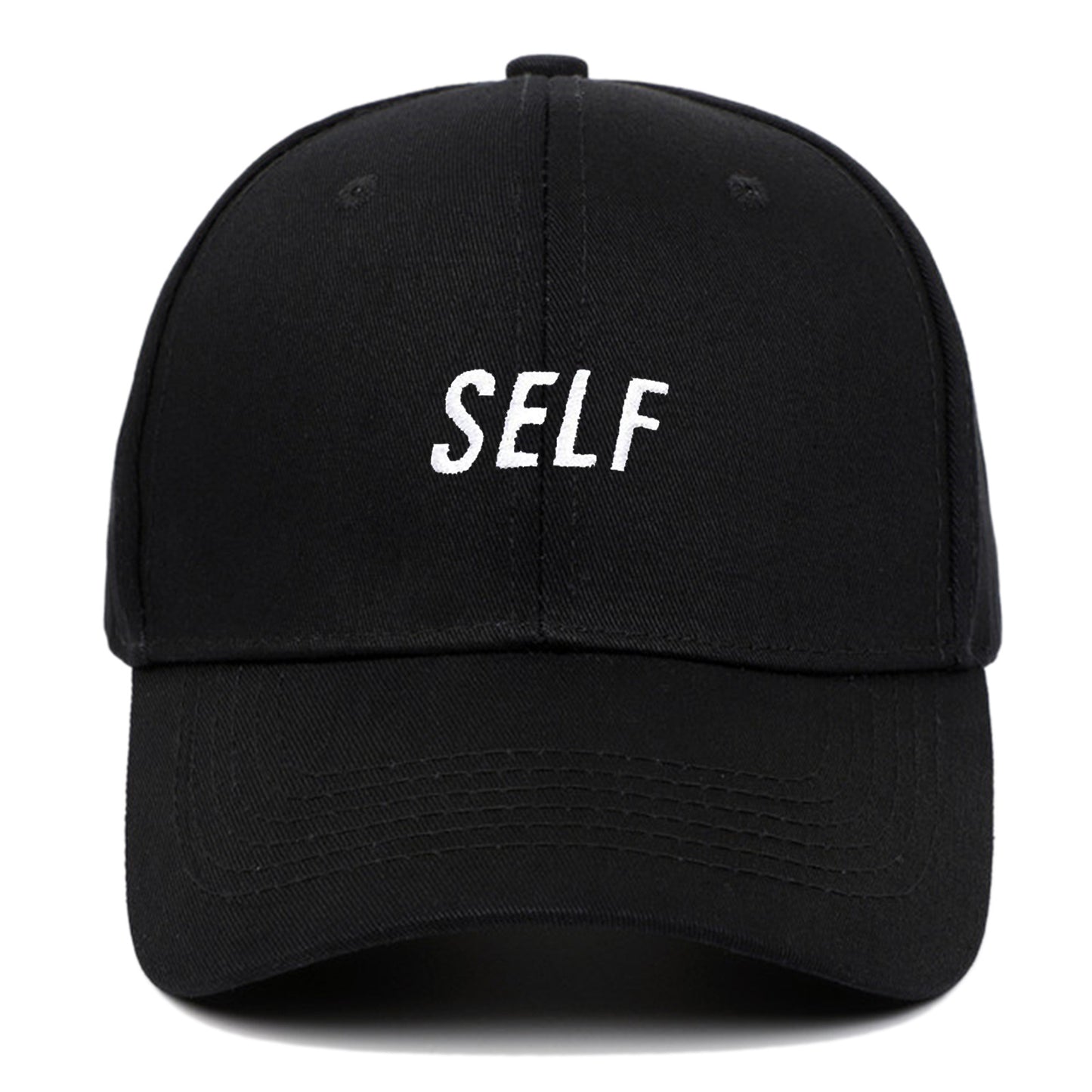 Trendy SELF Embroidered Black Baseball Cap Unisex Urban Factory Wholesale