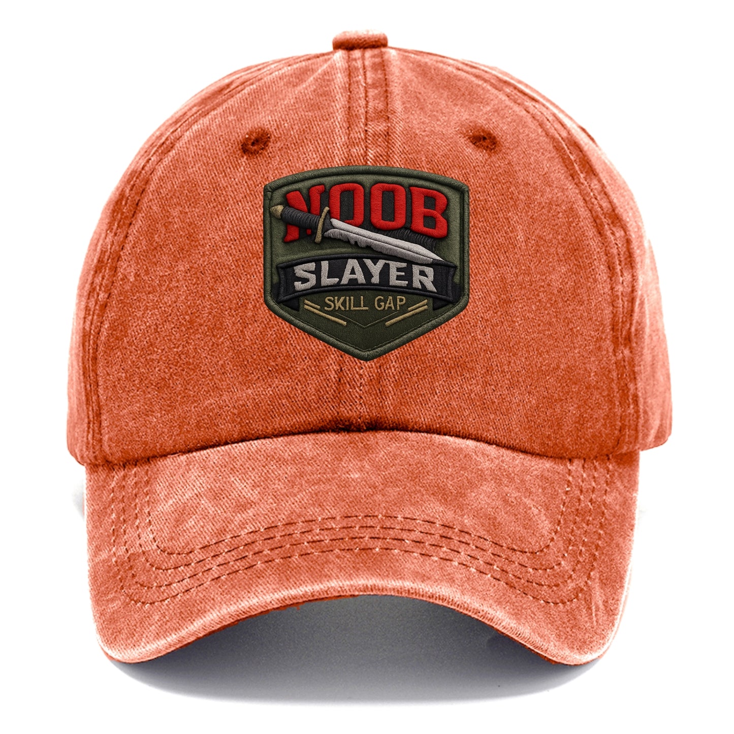 NOOB SLAYER - sword through noob text in red and silver , skill gap - Classic Cap - Terracotta Clay(Orange)