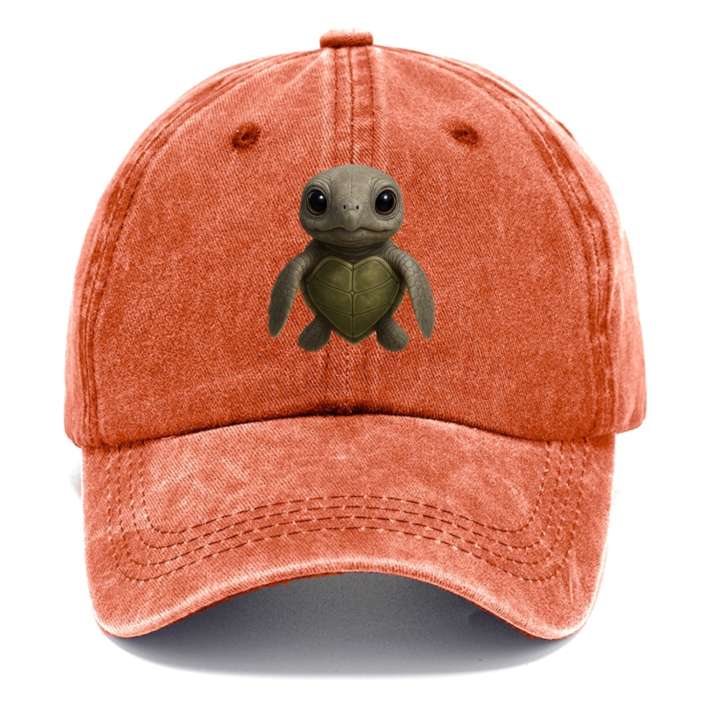 Baby Olive Ridley Turtle - olive green shell, heart-shaped carapace, bright eyes, - Classic Cap - Terracotta Clay(Orange)