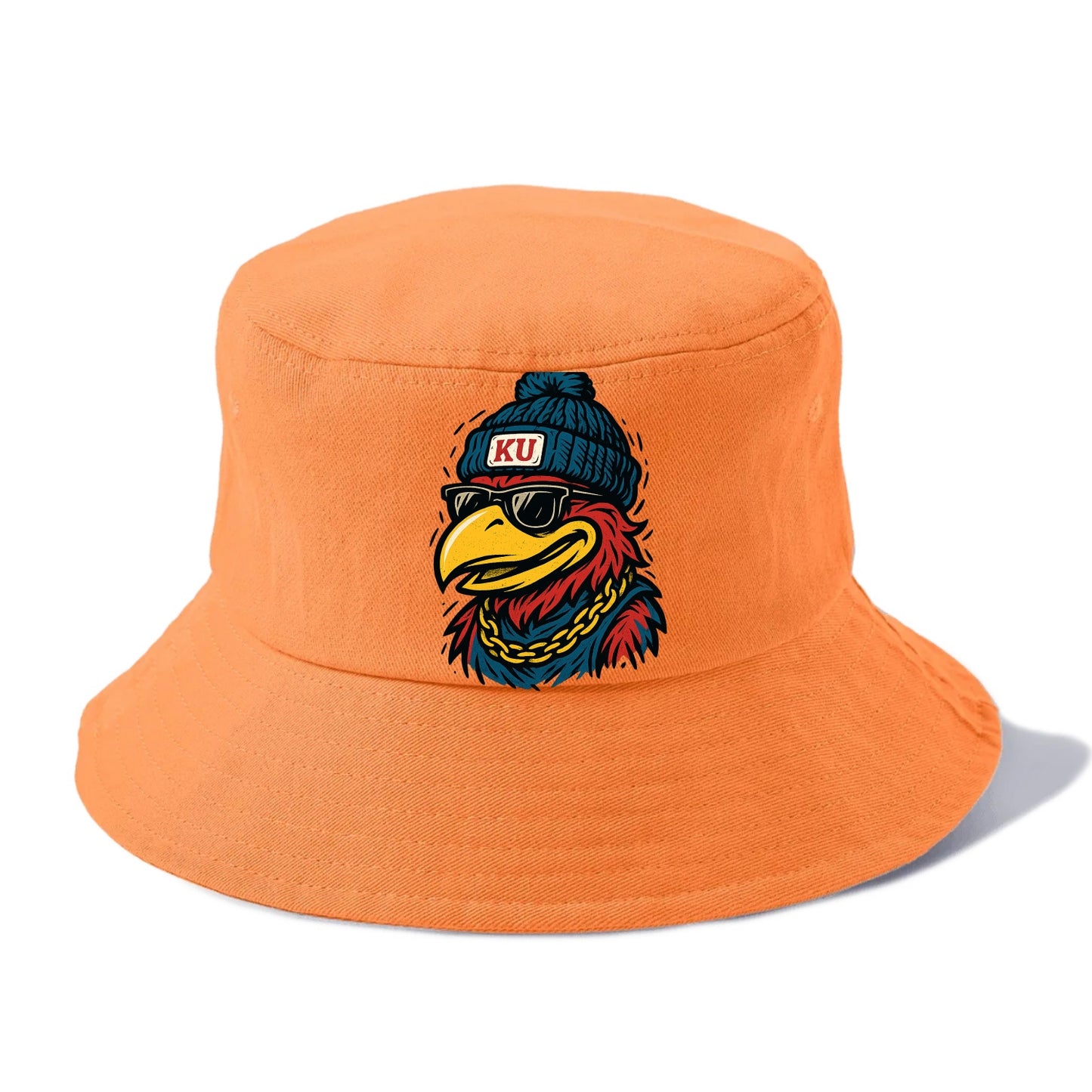Lawrence Jayhawk wearing Kansas beanie with KU patch - Bucket Hat - Terracotta Clay(Orange)