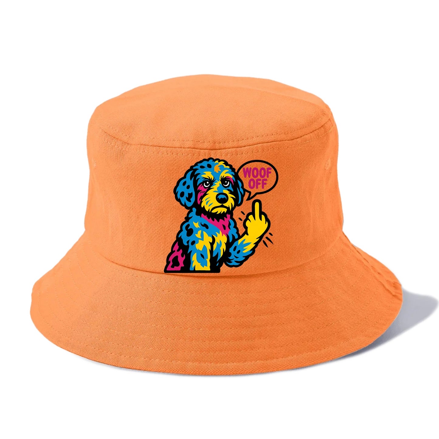 Aussiedoodle with merle patches and curly coat, playful smart paw raised - Bucket Hat - Terracotta Clay(Orange)