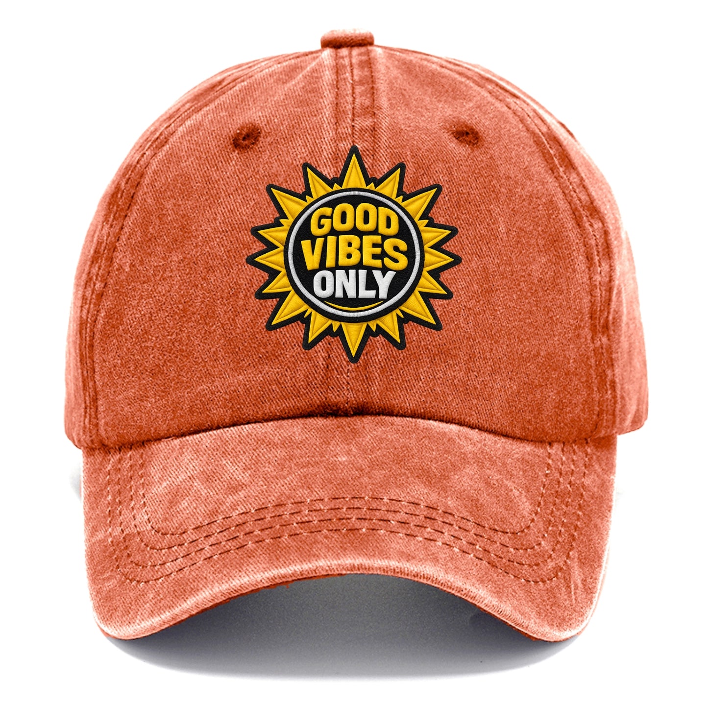 GOOD VIBES ONLY - sun with text in yellow , positive energy - Classic Cap - Terracotta Clay(Orange)