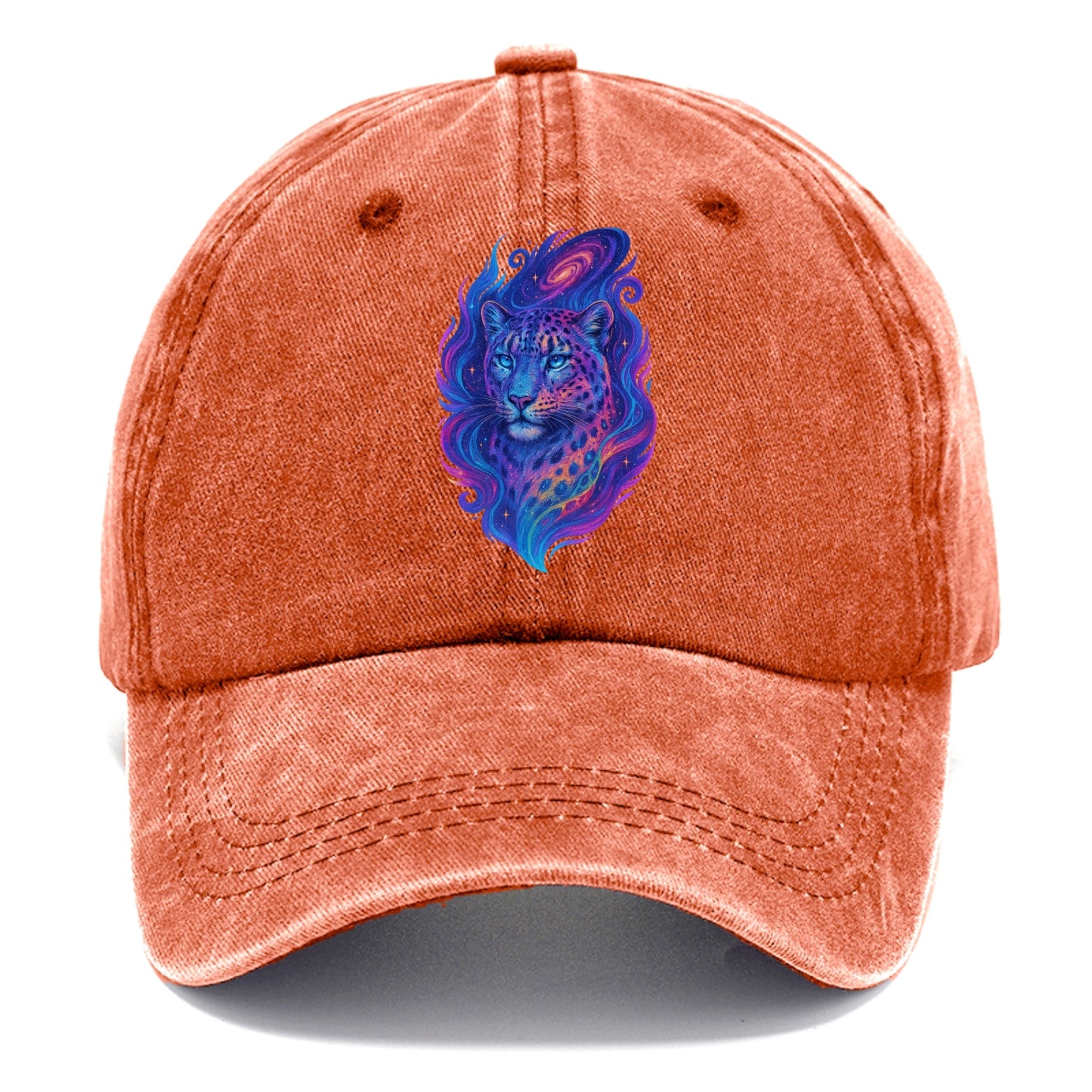 Majestic snow leopard with rainbow gradient spots, crystalline flowing patterns, - Classic Cap - Terracotta Clay(Orange)