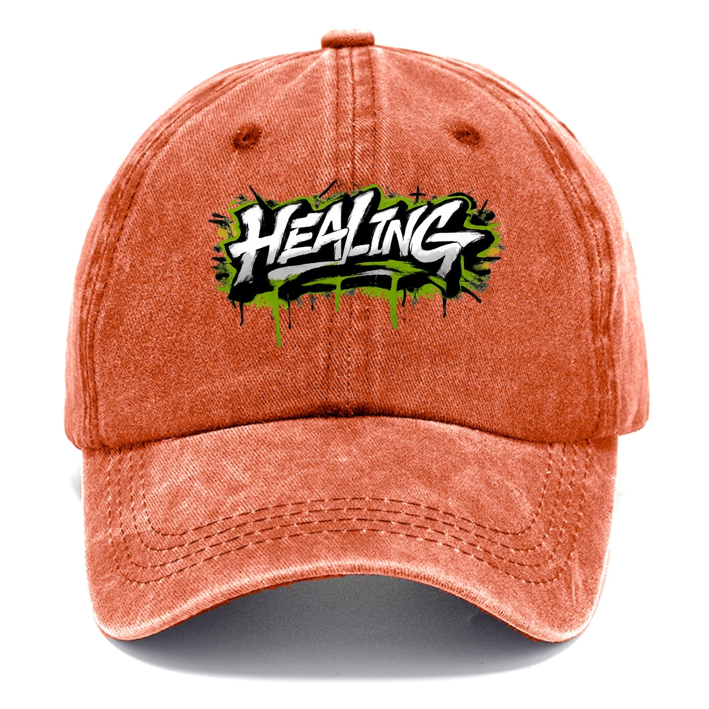 Bold typography design - "HEALING" - in recovery, getting better - Classic Cap - Terracotta Clay(Orange)