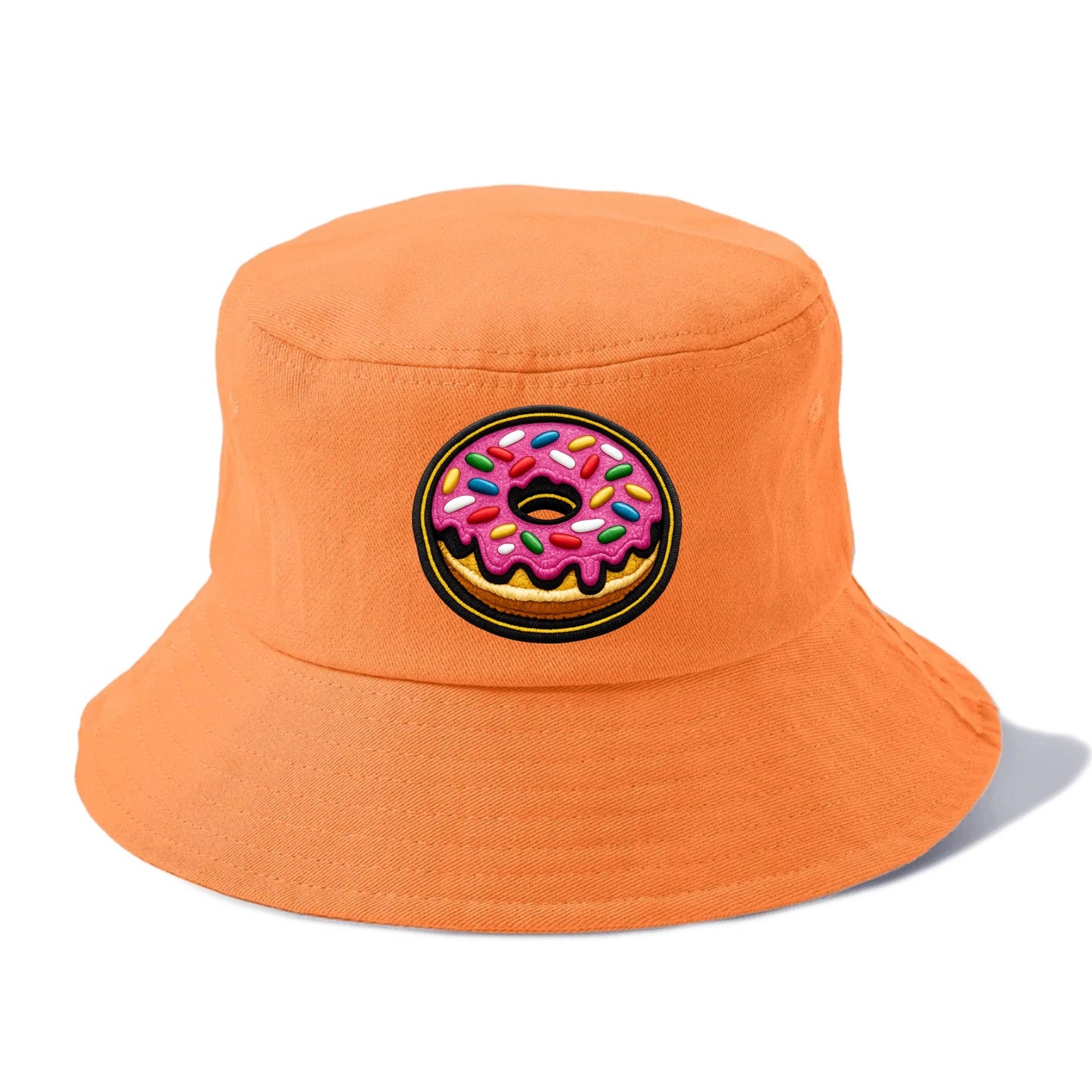 DONUT SPRINKLES - glazed donut with sprinkles in pink and rainbow , sweet treat - Bucket Hat - Terracotta Clay(Orange)