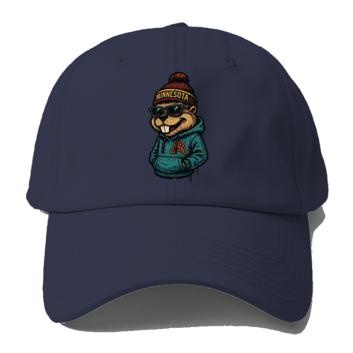 Minneapolis Gopher wearing Minnesota beanie with M patch - Baseball Cap For Big Heads - Twilight Navy(Blue)