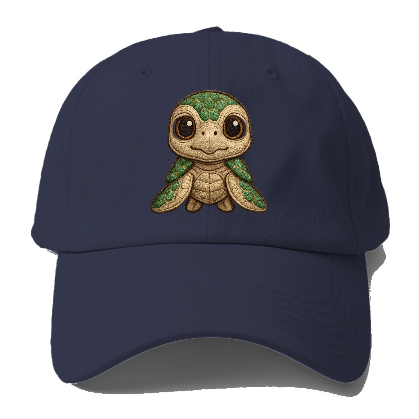 Baby Green Sea Turtle - emerald shell, large innocent brown eyes, tiny - Baseball Cap For Big Heads - Twilight Navy(Blue)