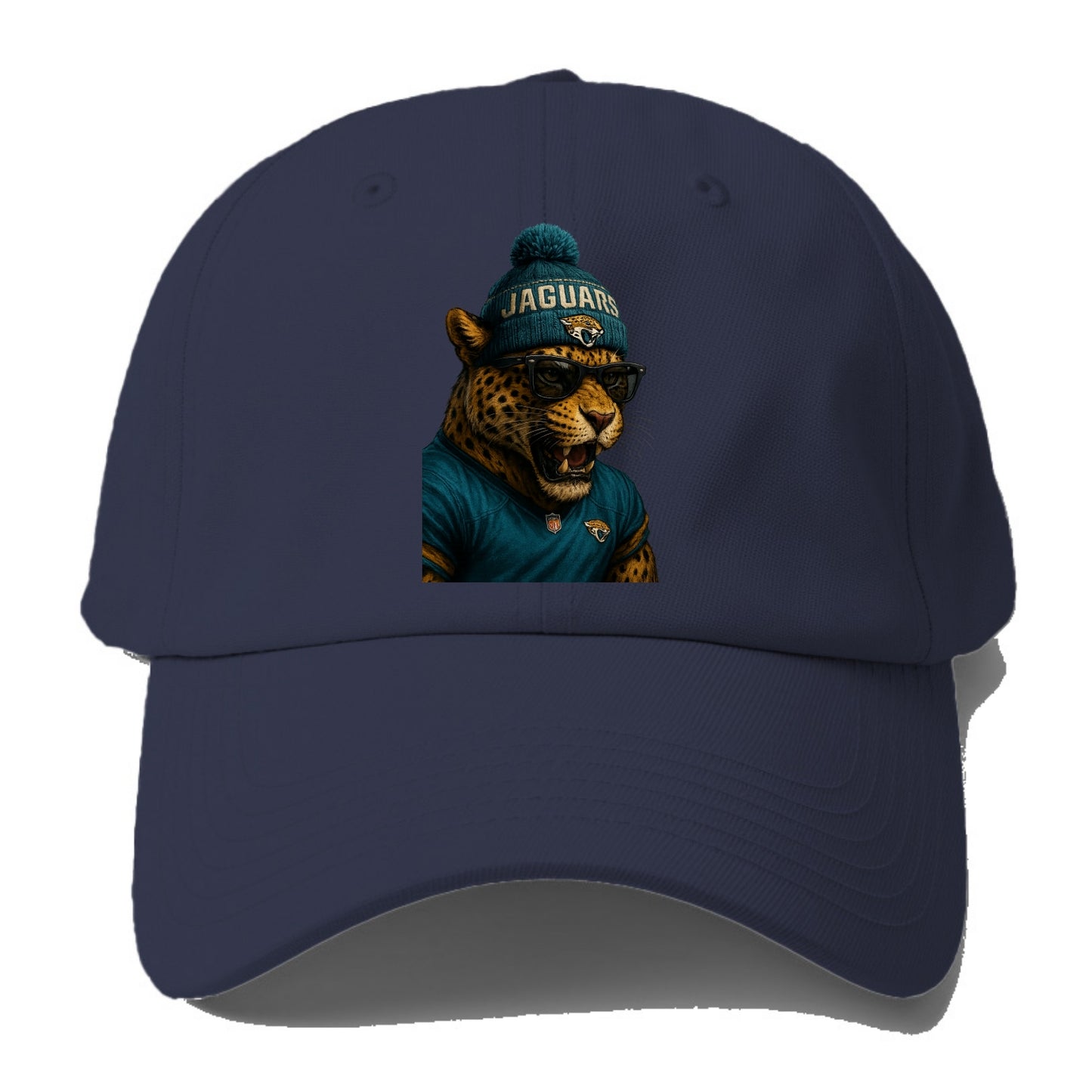 Jacksonville Jaguar wearing Jaguars teal and gold beanie with pom pom - Baseball Cap For Big Heads - Twilight Navy(Blue)