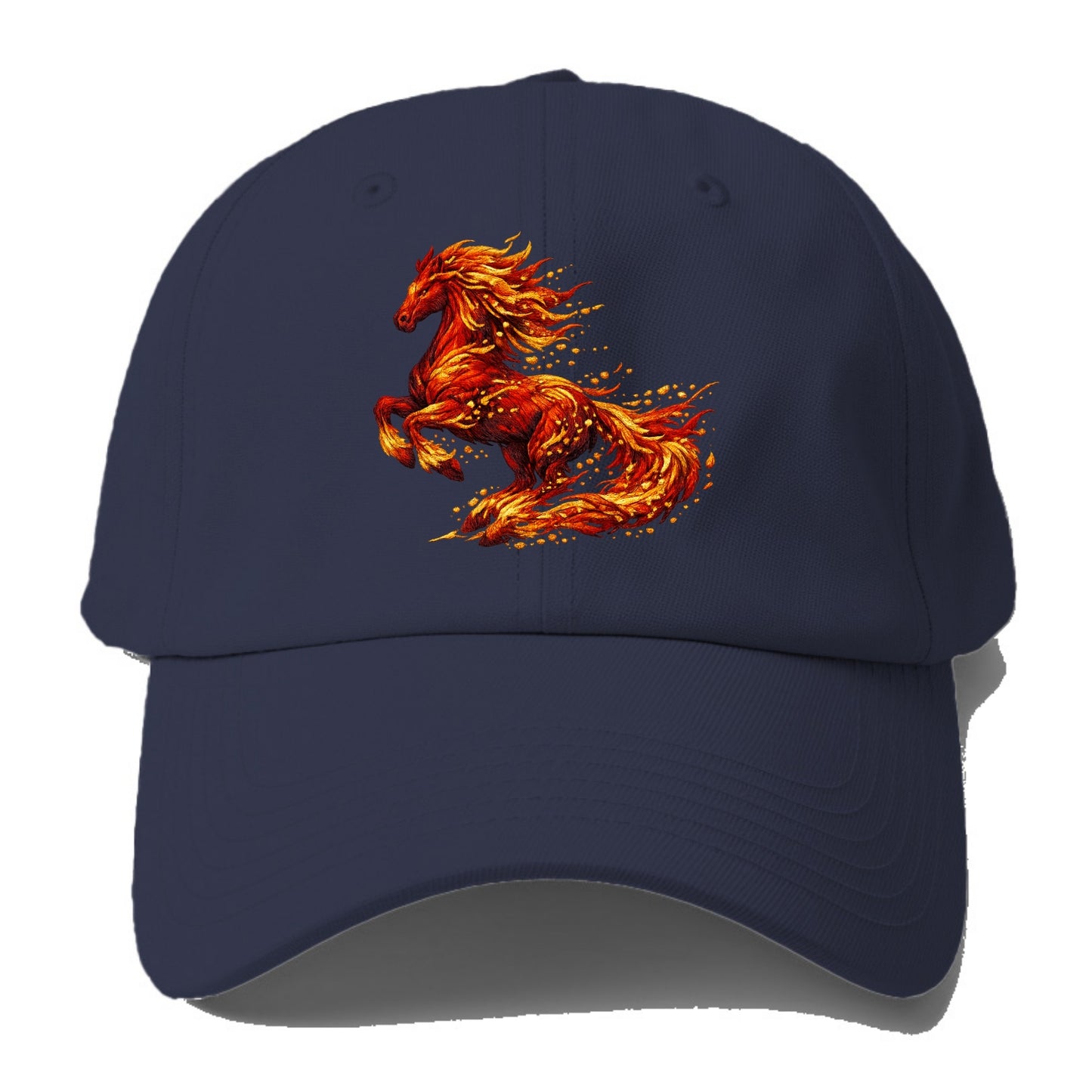 EMBER RISING | Sparks forming into horse shape | Particles of fire | - Baseball Cap For Big Heads - Twilight Navy(Blue)