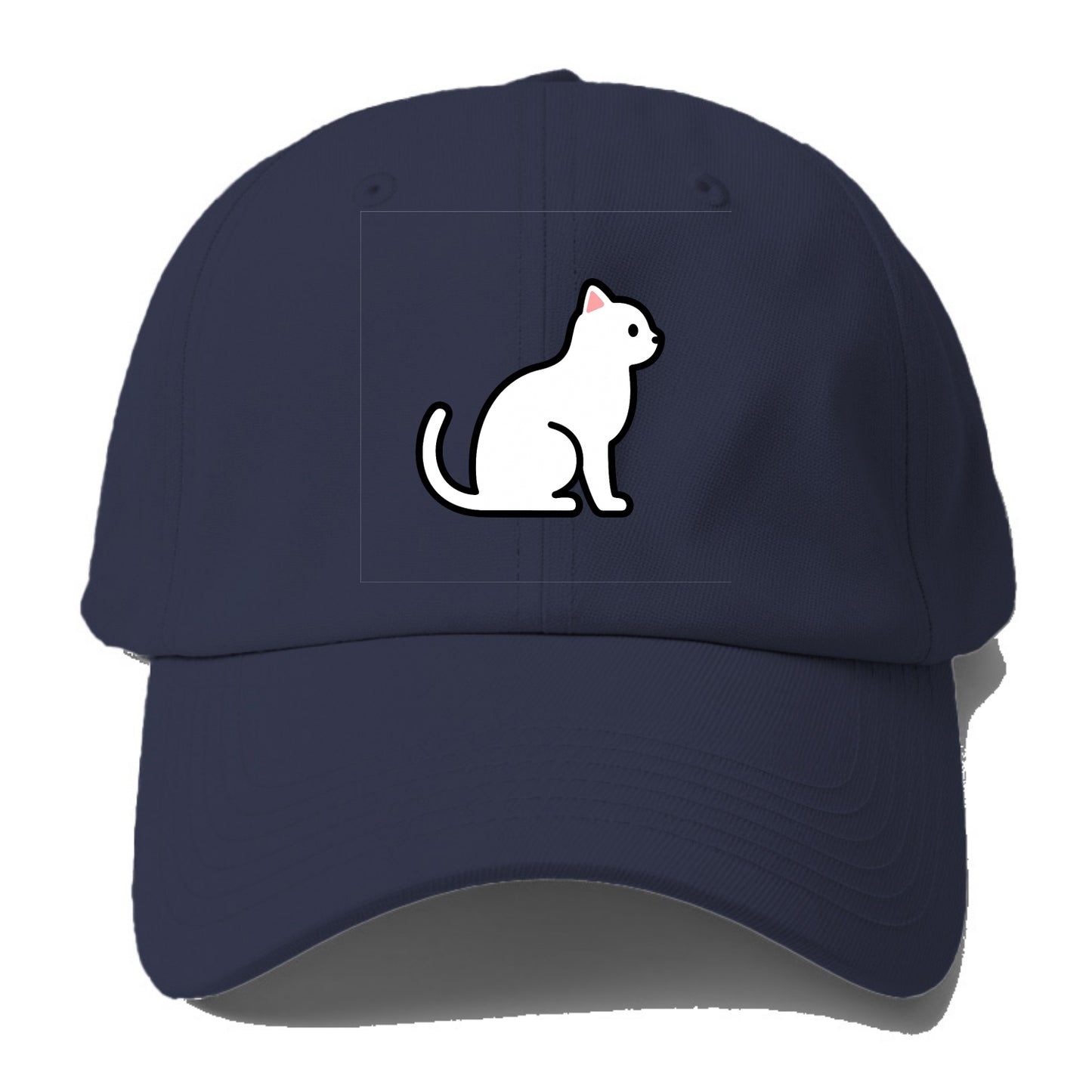 Domestic Shorthair - White classic flat side profile - Baseball Cap - Twilight Navy(Blue)