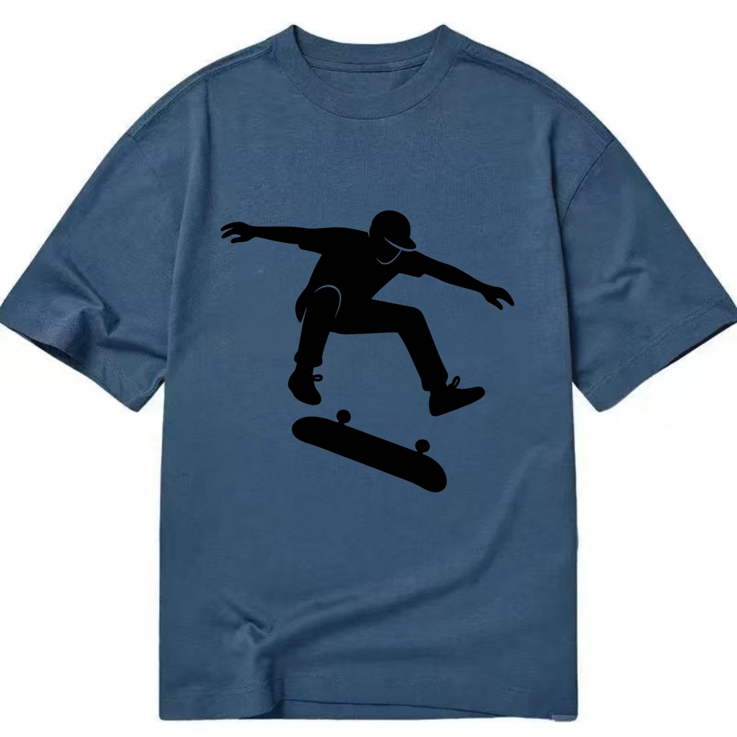 Skateboarder doing kickflip trick - Classic T-shirt - Twilight Navy(Blue)