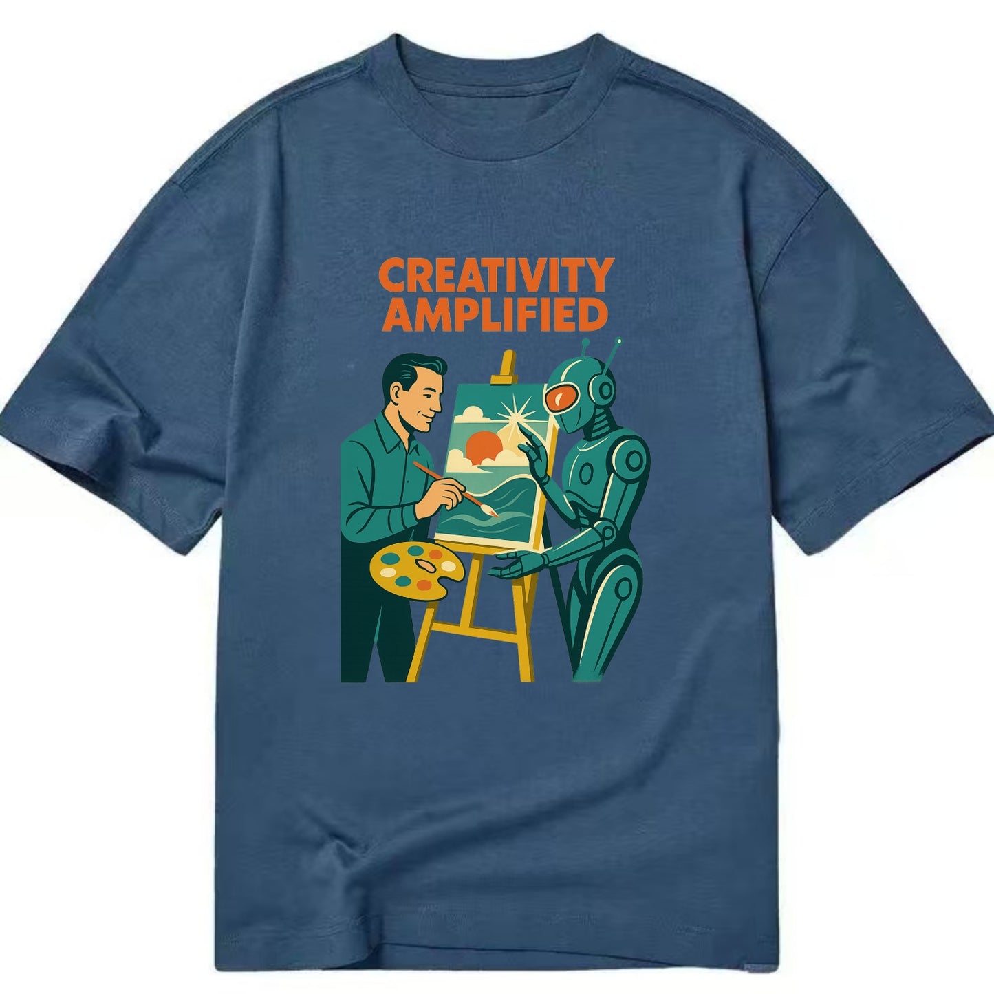 Artist and AI creating beautiful masterpiece together - "Creativity Amplified" - - Classic T-shirt - Twilight Navy(Blue)