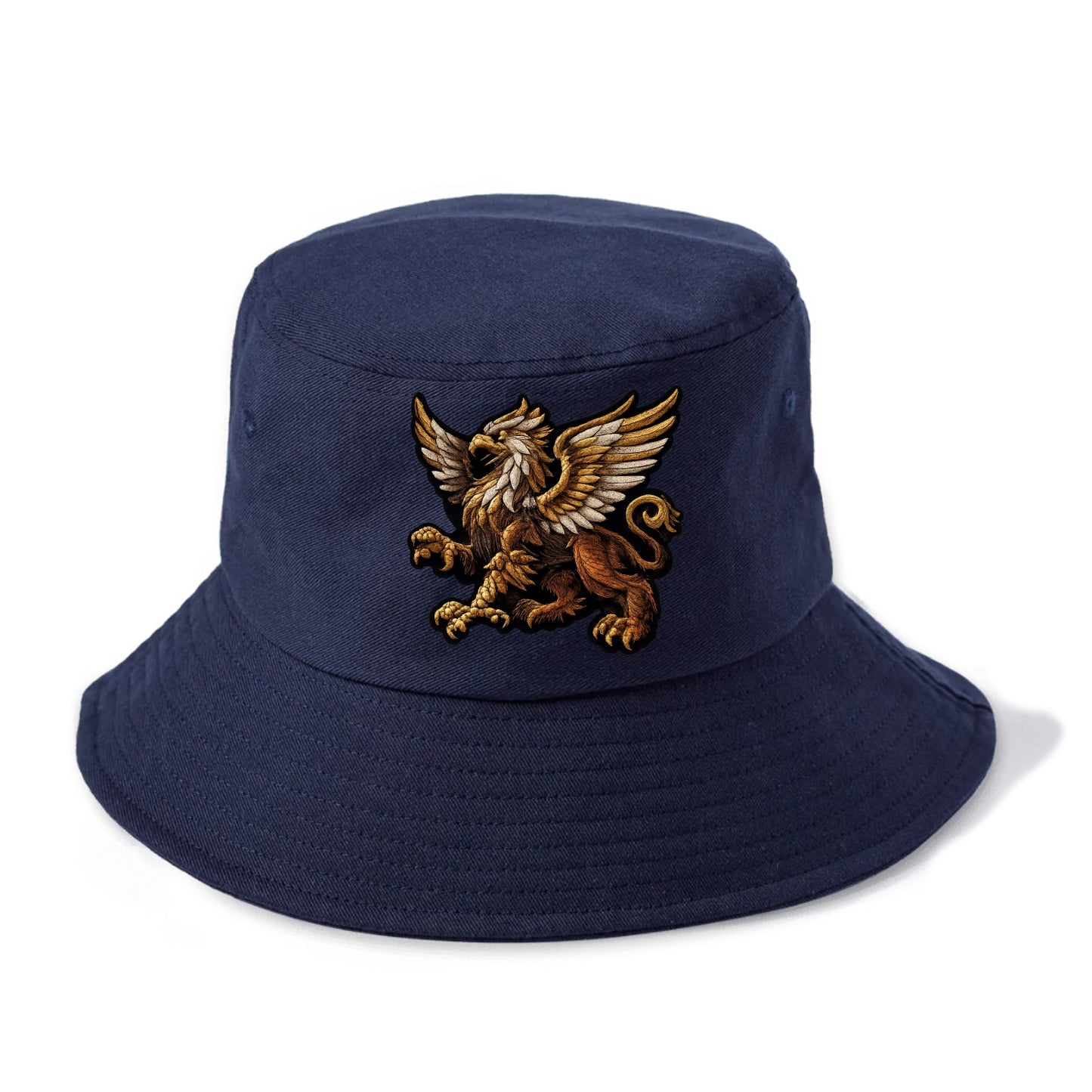 GRIFFIN BEAST - lion eagle hybrid in gold and brown , heraldic - Bucket Hat - Twilight Navy(Blue)