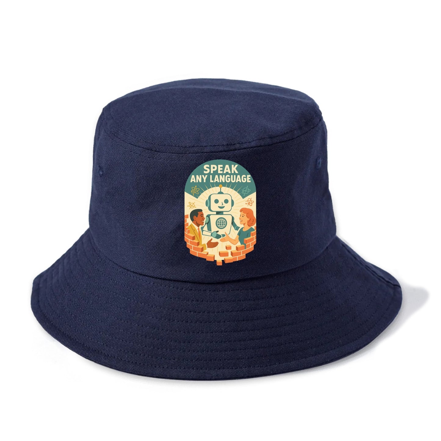 Language learning AI breaking down barriers - "Speak Any Language" - communication - Bucket Hat - Twilight Navy(Blue)