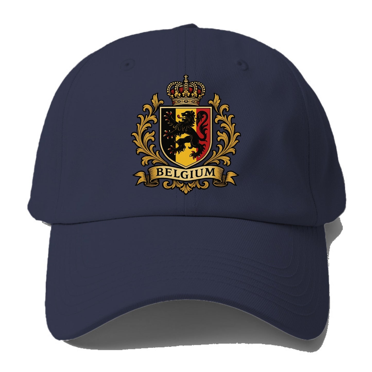 Belgium Lion Emblem (black Lion Rampant, Black/yellow/red Shield) Baseball Cap For Big Heads - Twilight Navy(Blue)