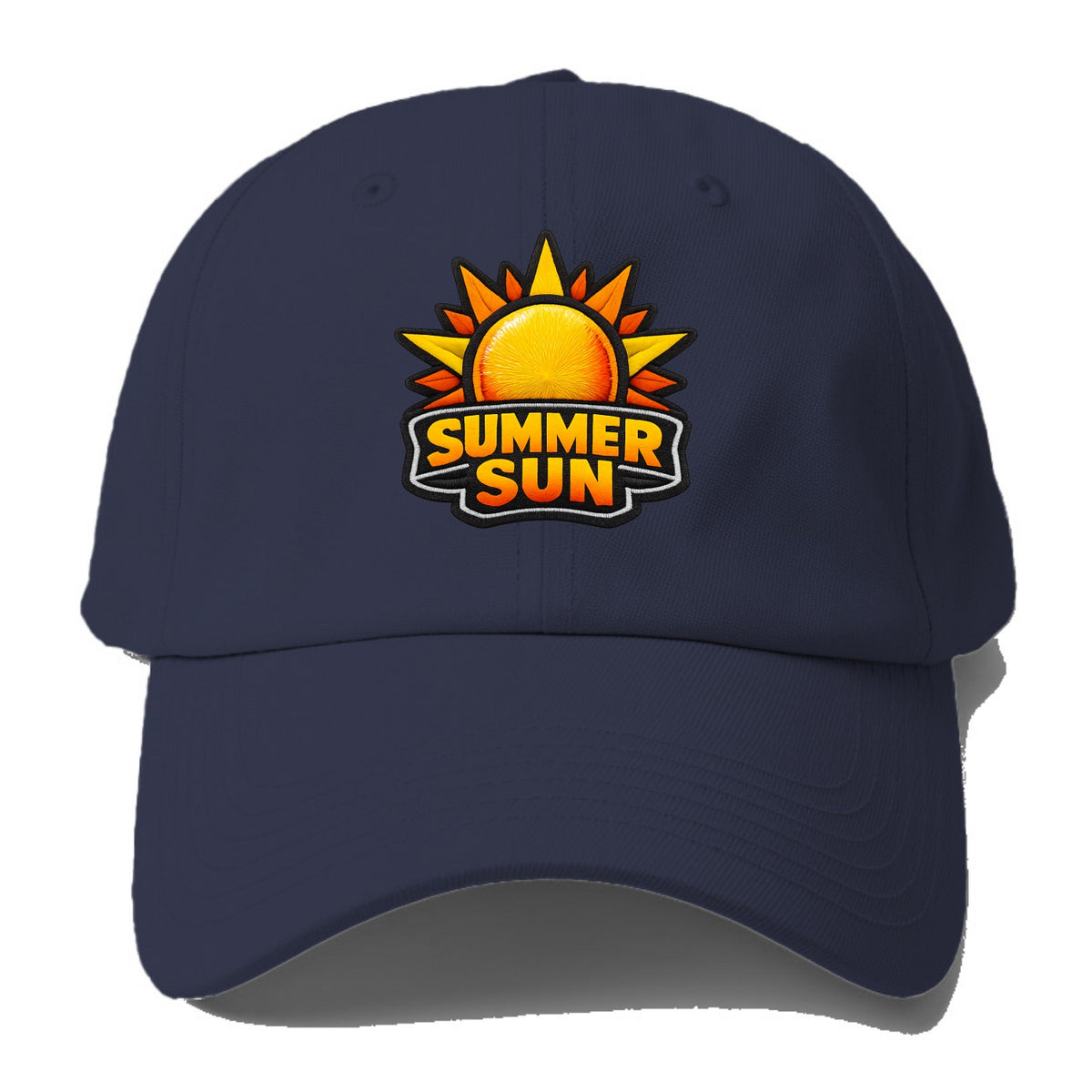SUMMER SUN - bright sun with rays in yellow and orange , hot season - Baseball Cap For Big Heads - Twilight Navy(Blue)