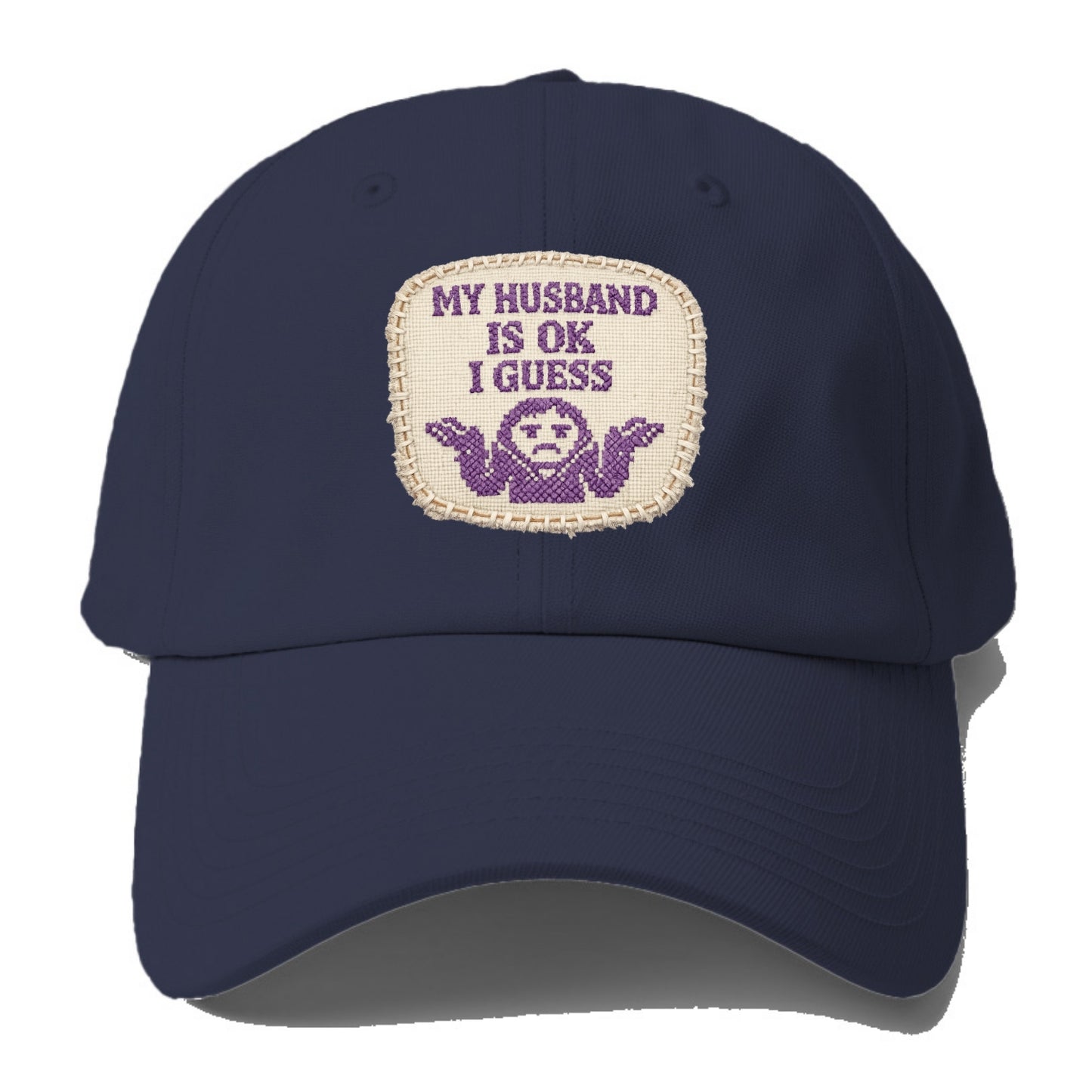 MY HUSBAND IS OK I GUESS - purple ok shrug - purple - mediocre husband - Baseball Cap For Big Heads - Twilight Navy(Blue)