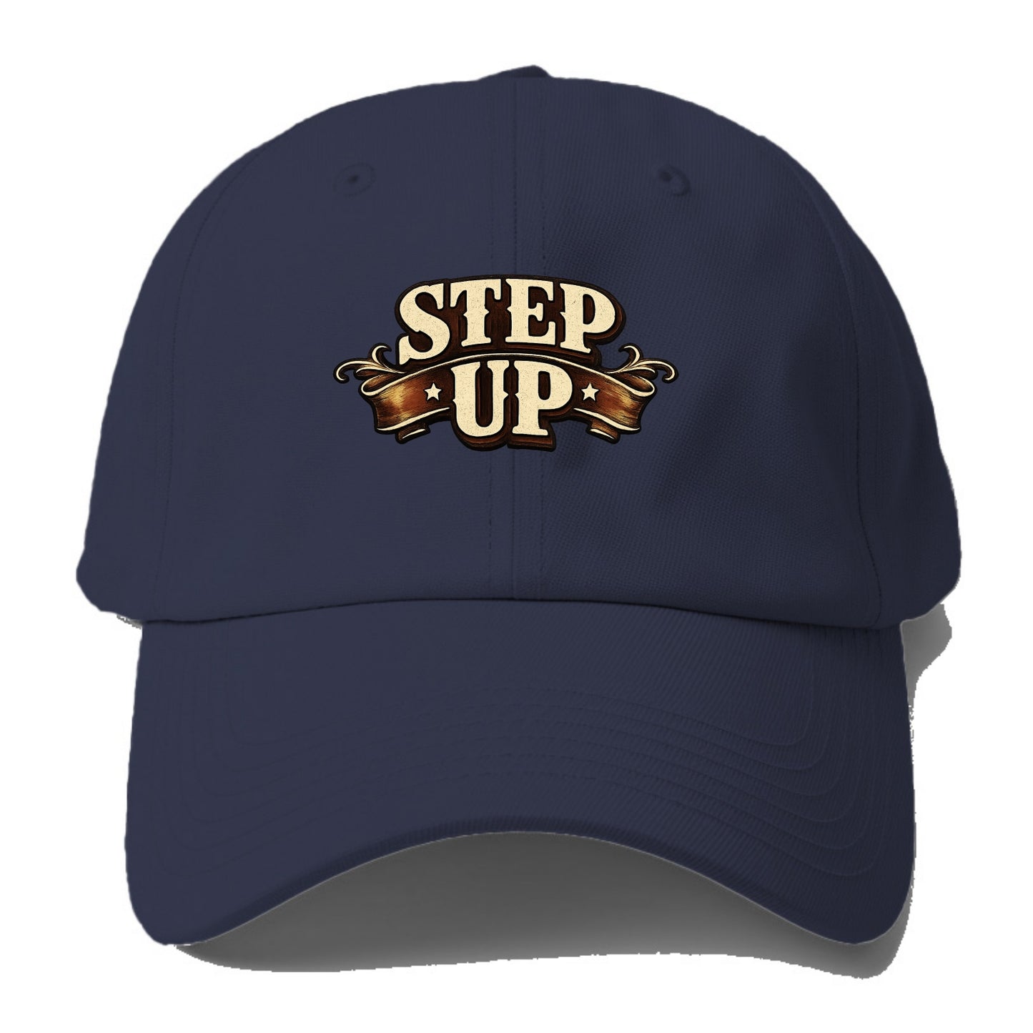 Bold typography design - "STEP UP" - rise to occasion, take charge - Baseball Cap - Twilight Navy(Blue)