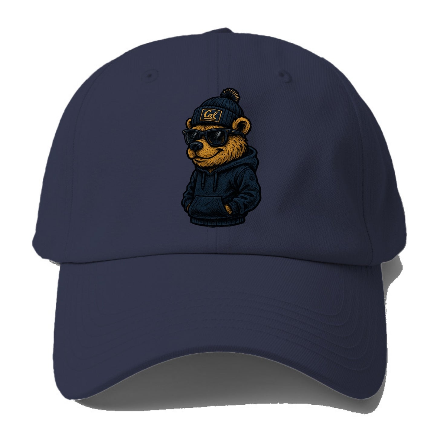 Berkeley Bear wearing Cal beanie with script patch - Baseball Cap - Twilight Navy(Blue)