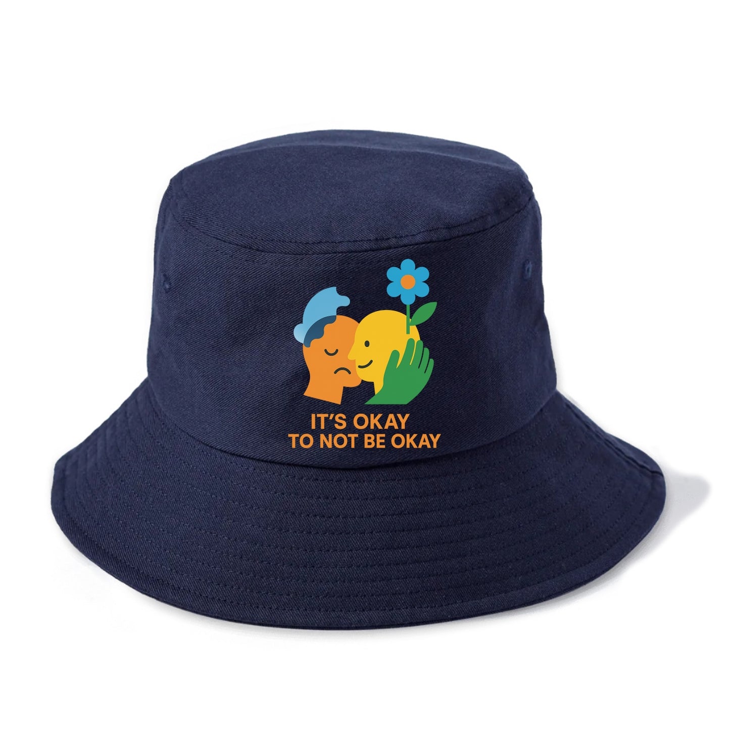 Mental health stigma fading as support grows - "It's Okay to Not Be Okay" - wellbeing - Bucket Hat - Twilight Navy(Blue)
