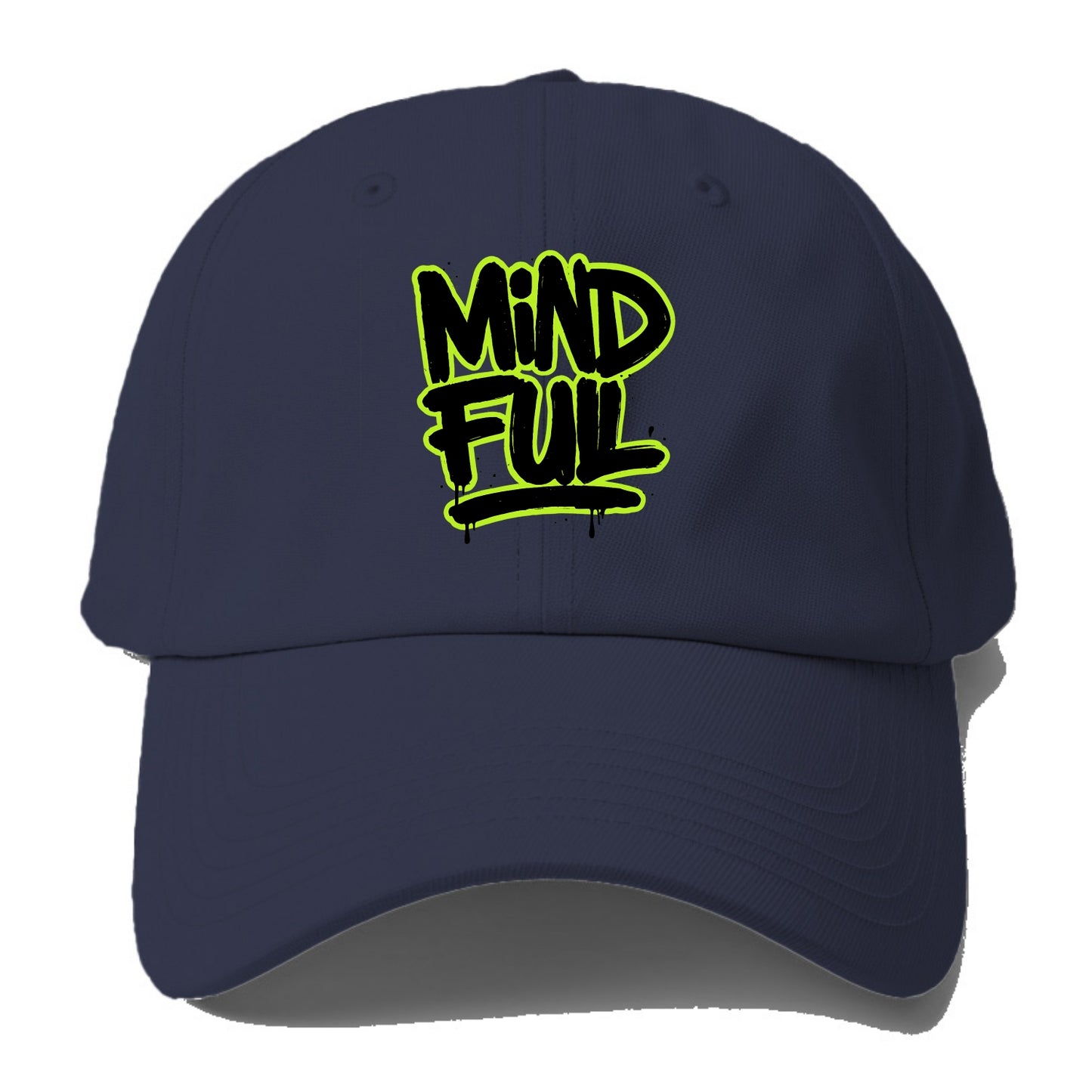 Bold typography design - "MINDFUL" - present awareness, conscious - Baseball Cap For Big Heads - Twilight Navy(Blue)
