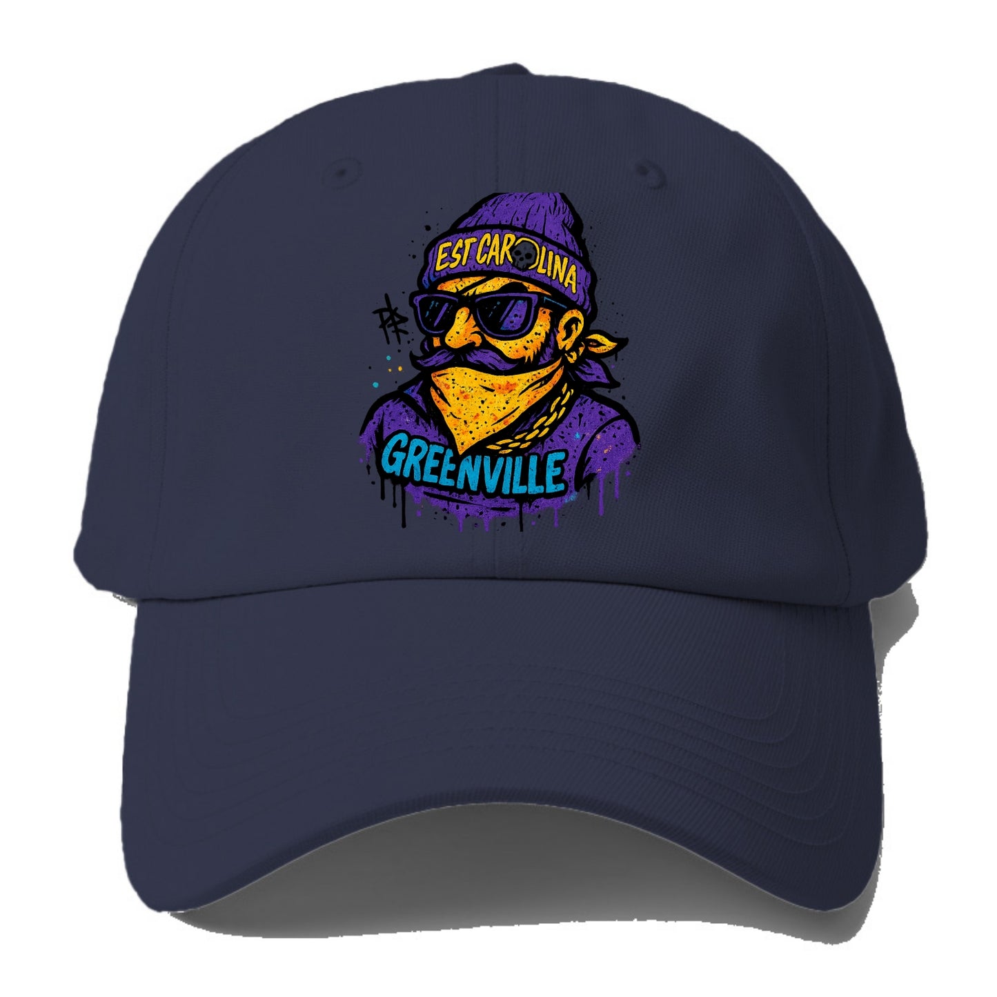 Greenville Pirate wearing East Carolina beanie with skull patch - Baseball Cap For Big Heads - Twilight Navy(Blue)