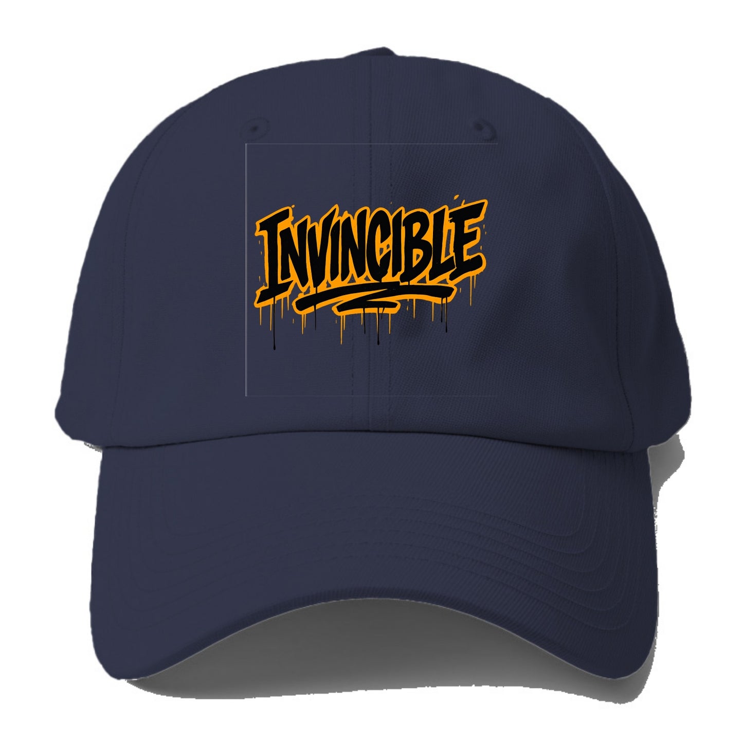 Bold typography design - "INVINCIBLE" - cannot be defeated, unconquerable - Baseball Cap - Twilight Navy(Blue)
