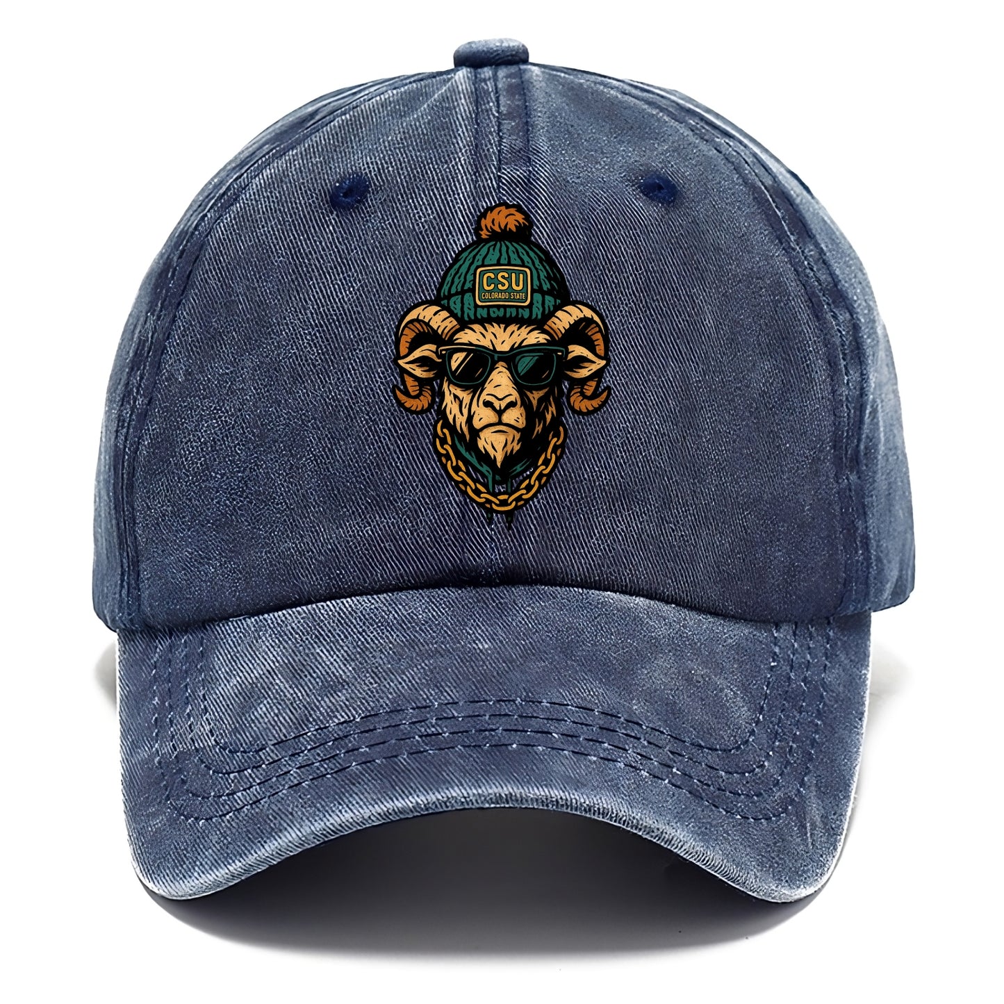 Fort Collins Ram wearing Colorado State beanie with CSU patch - Classic Cap - Twilight Navy(Blue)